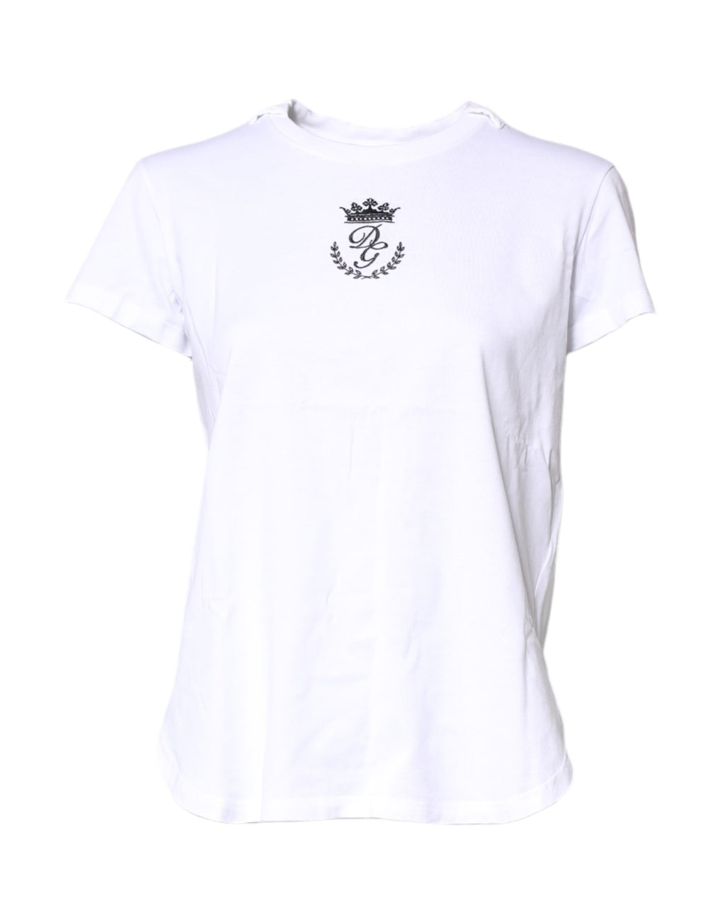 T-shirt à col rond en coton blanc avec logo couronne Dolce & Gabbana