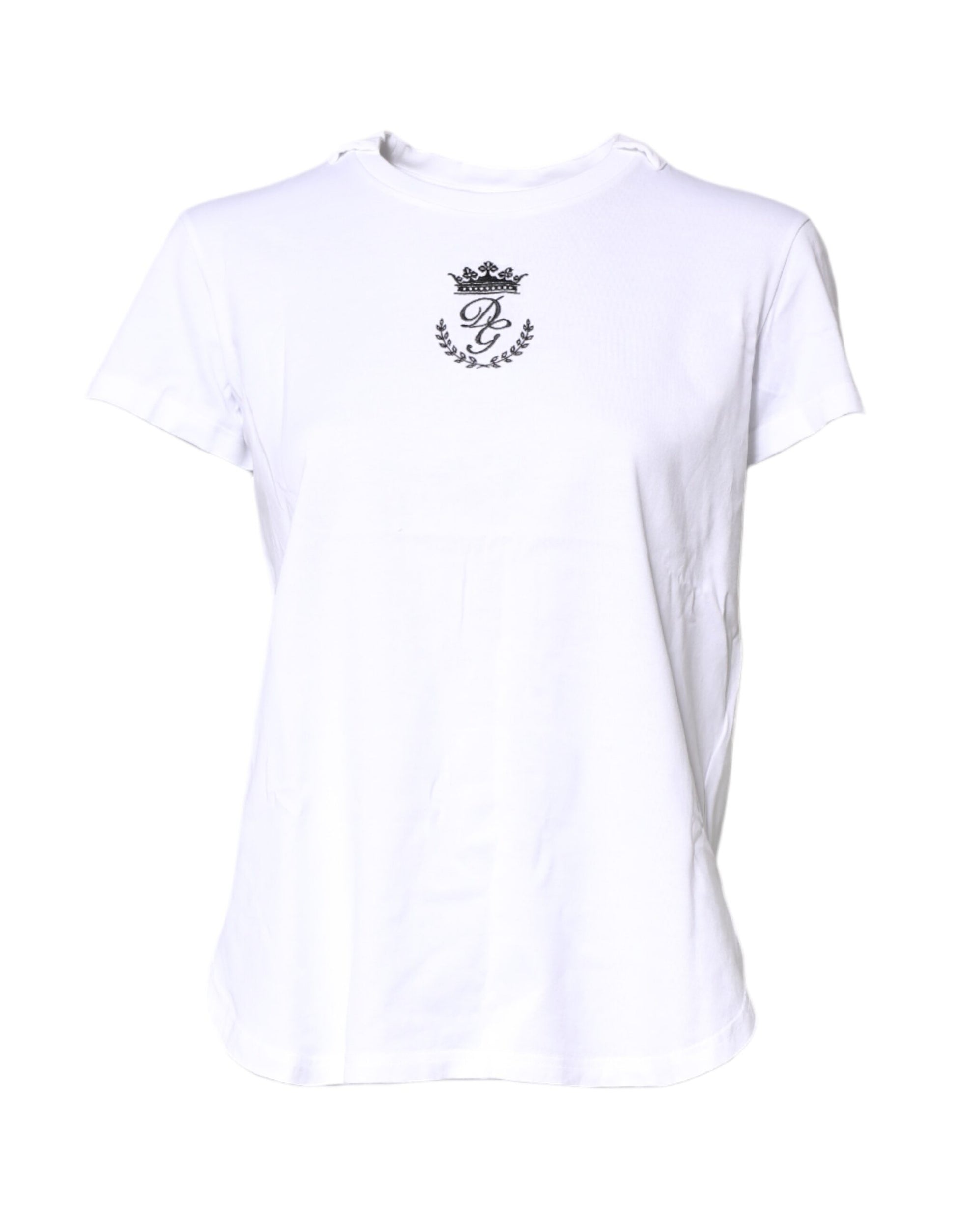 T-shirt à col rond en coton blanc avec logo couronne Dolce & Gabbana