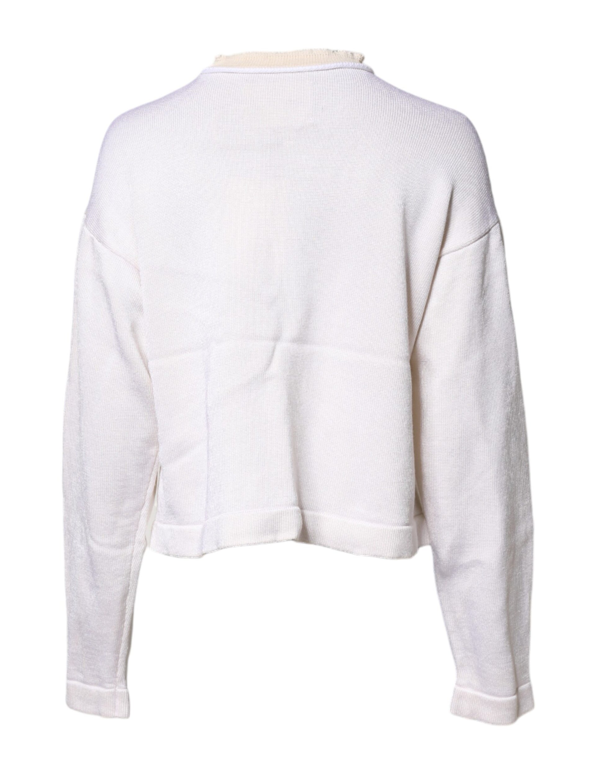 Jil Sander Pull col rond à manches longues en viscose blanche