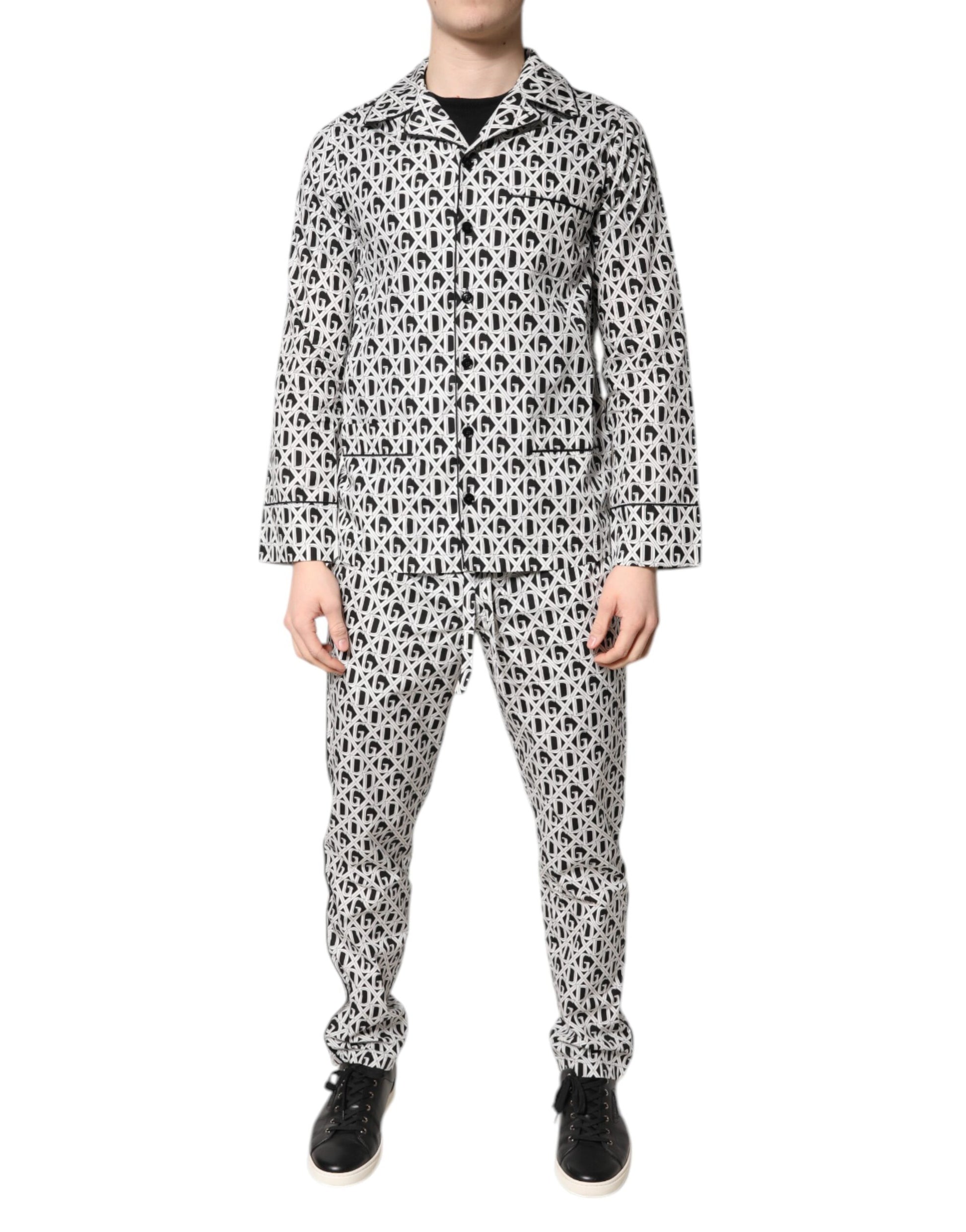 Ensemble de pyjama Dolce & Gabbana en coton imprimé DG noir et blanc