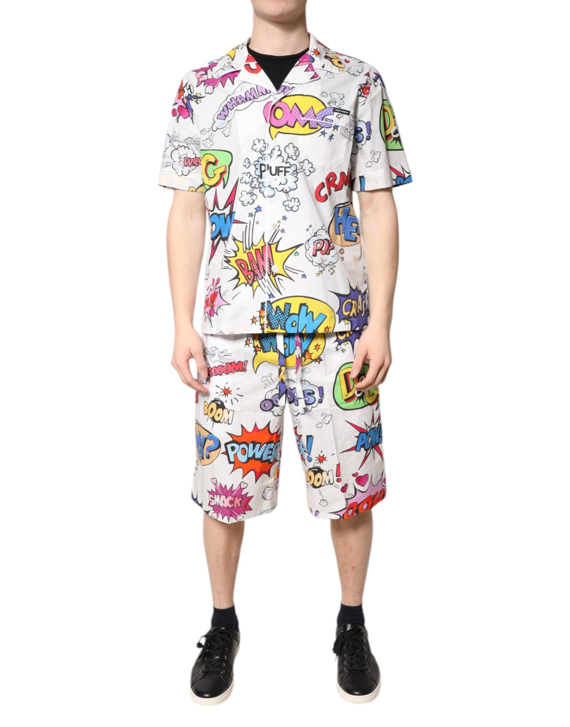 Ensemble de pyjama pour homme en coton imprimé cartoon blanc Dolce & Gabbana