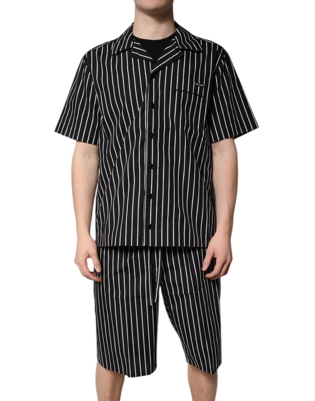 Dolce & Gabbana Ensemble Pyjama Homme Coton Rayures Noires et Blanches