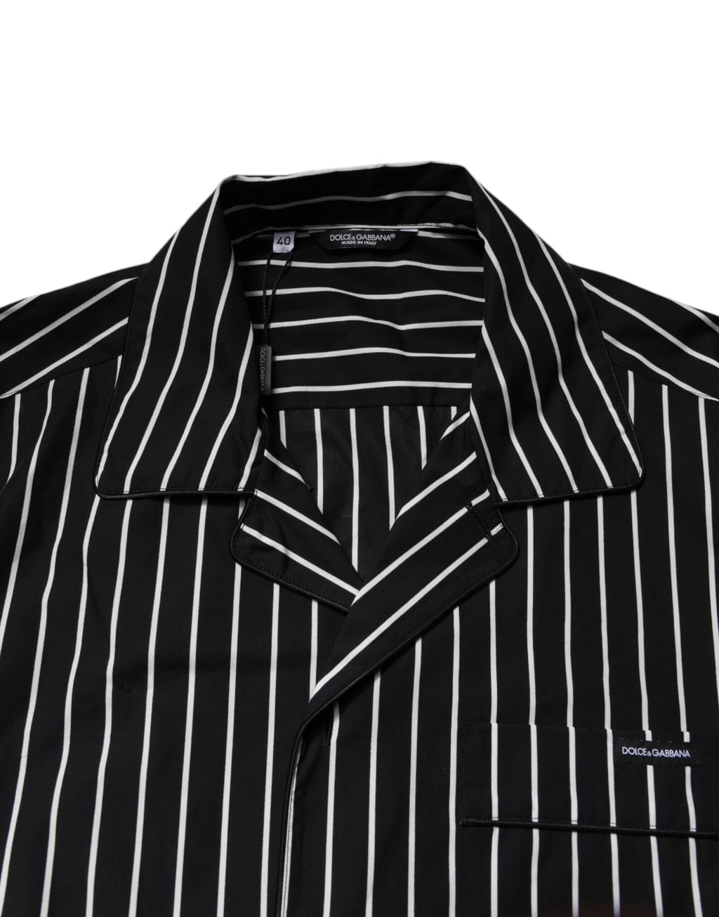 Dolce &amp; Gabbana Schwarz Weiß Streifen Baumwolle Männer Pyjama Set Nachtwäsche