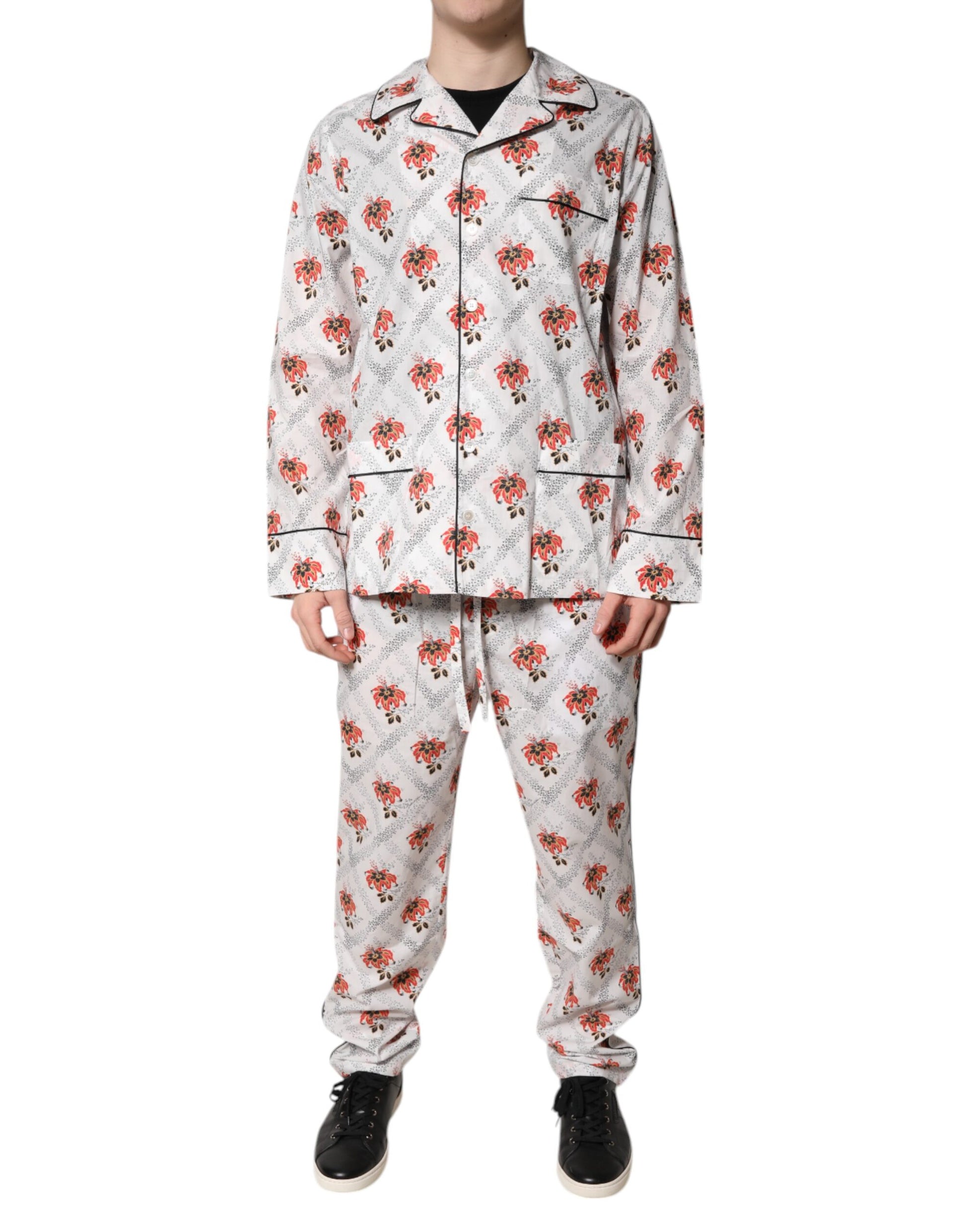 Pyjama en coton à imprimé floral multicolore Dolce & Gabbana Vêtements de nuit