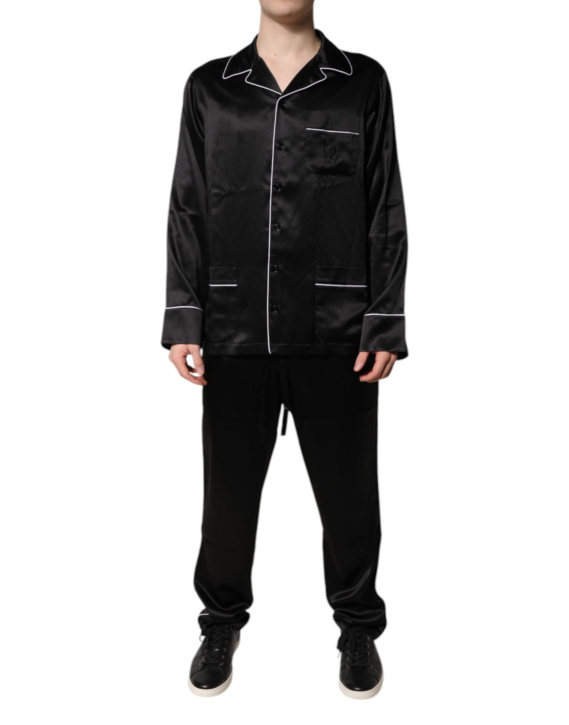 Ensemble de pyjama Dolce & Gabbana en soie noire (chemise et pantalon)