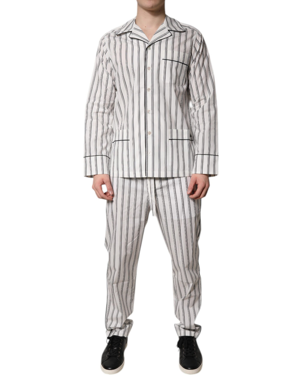 Pyjama Dolce & Gabbana en coton à rayures blanches et noires pour homme