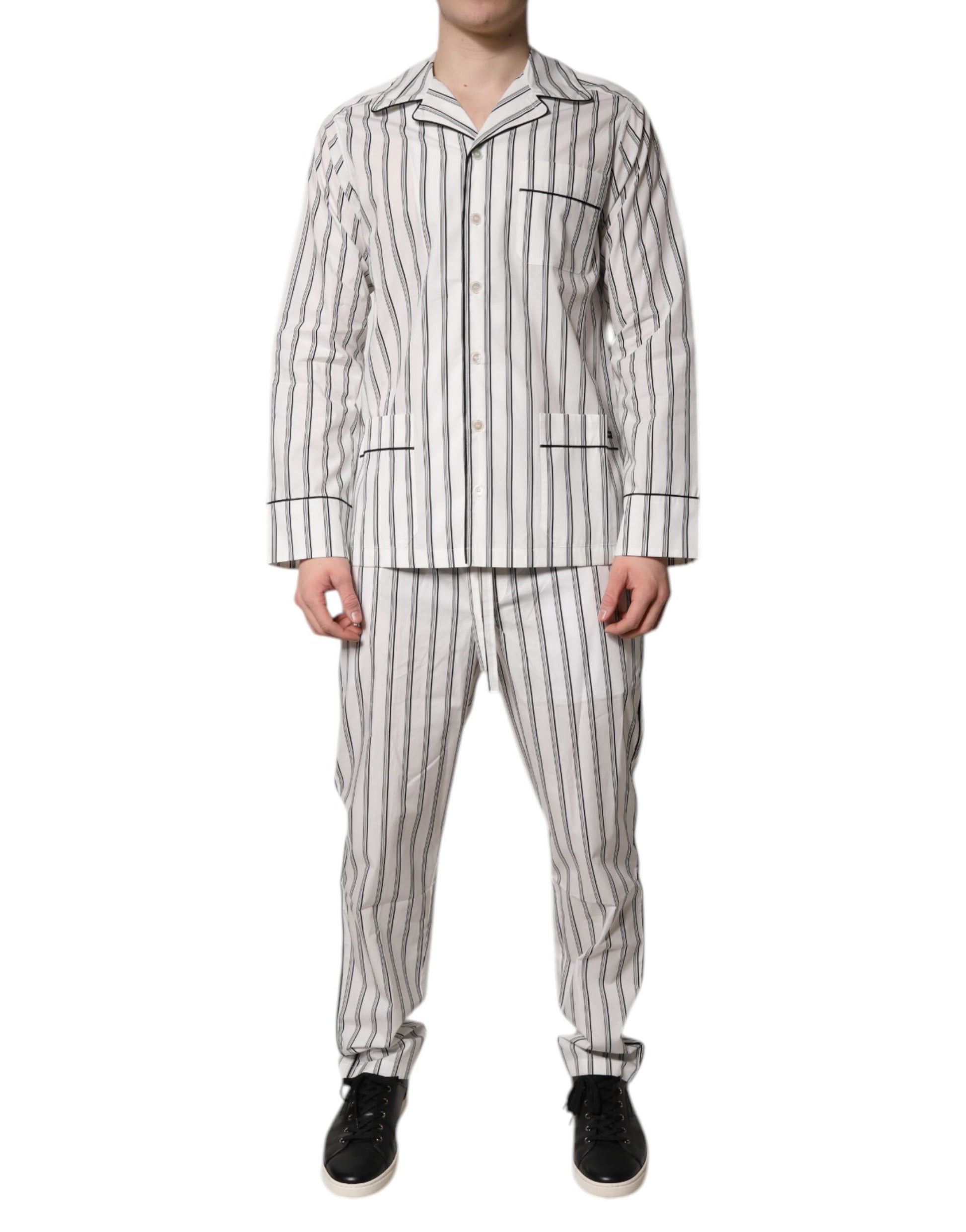 Pyjama Dolce & Gabbana en coton à rayures blanches et noires pour homme