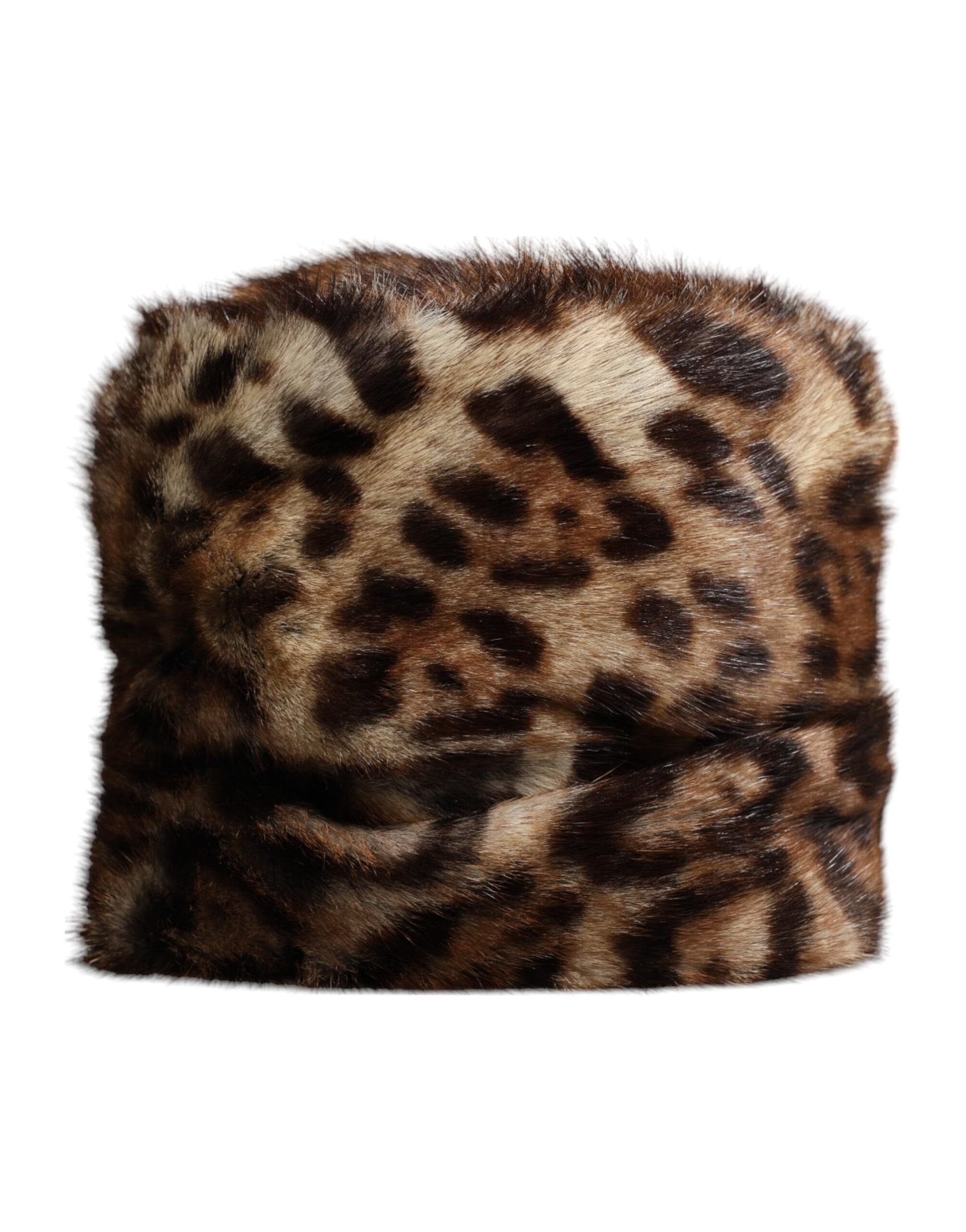 Chapeau cloche Dolce & Gabbana léopard marron en fausse fourrure pour femme