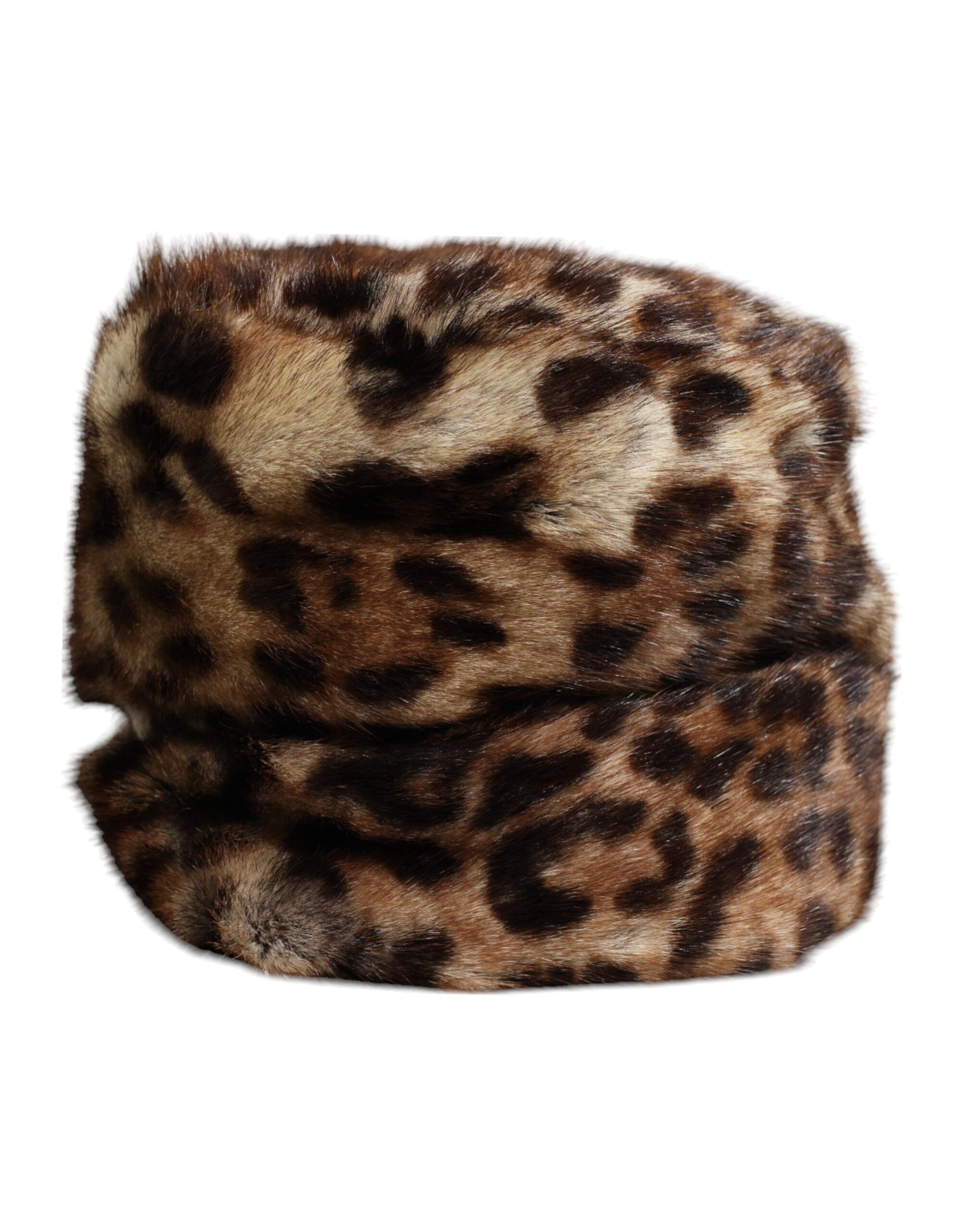 Chapeau cloche Dolce & Gabbana léopard marron en fausse fourrure pour femme