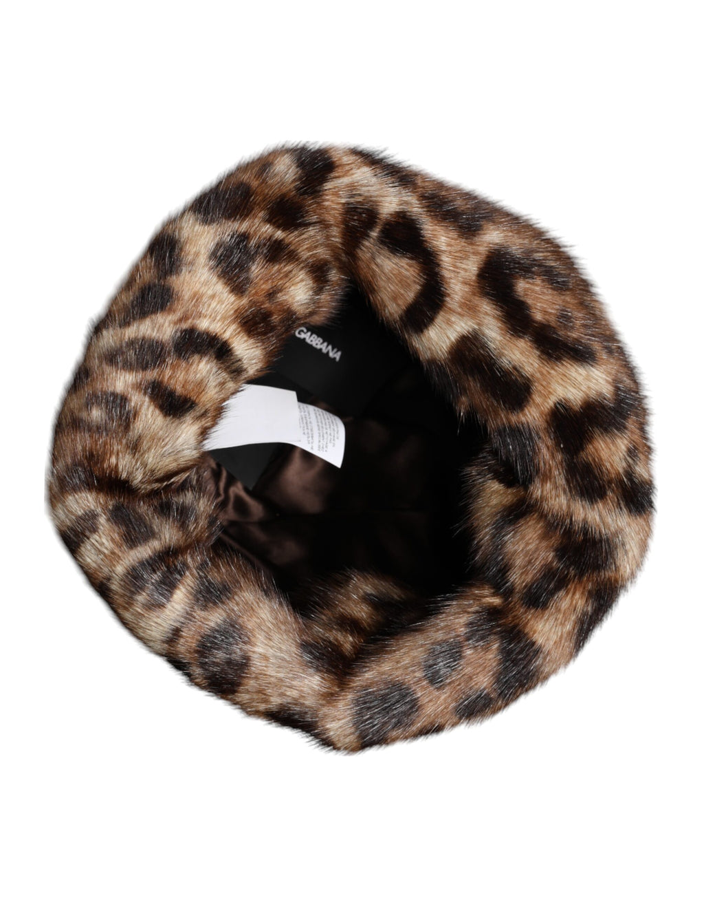 Chapeau cloche Dolce & Gabbana léopard marron en fausse fourrure pour femme