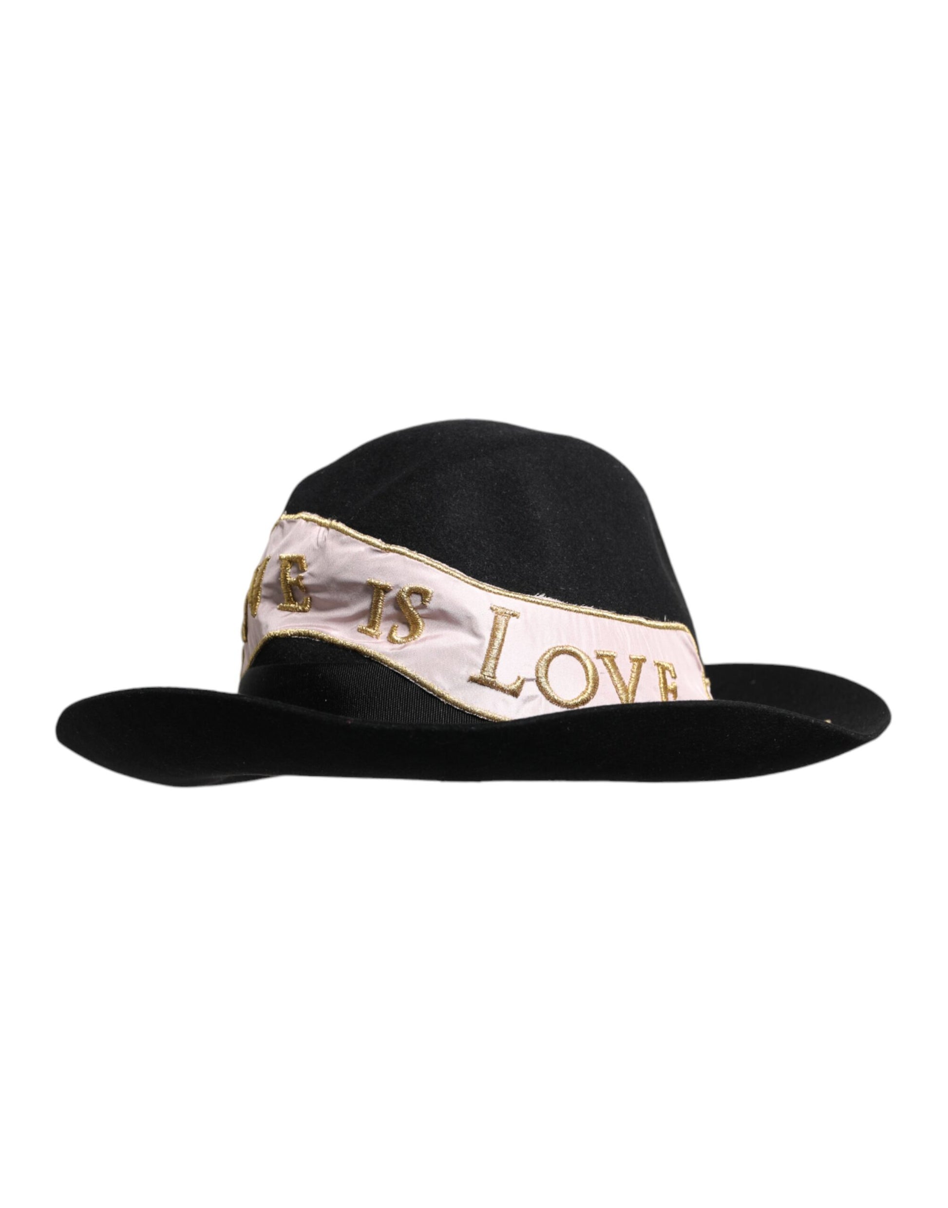 Chapeau à large bord brodé du logo Dolce & Gabbana noir pour femme