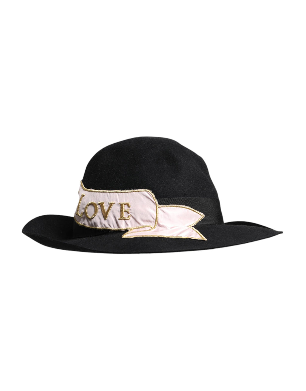 Chapeau à large bord brodé du logo Dolce & Gabbana noir pour femme