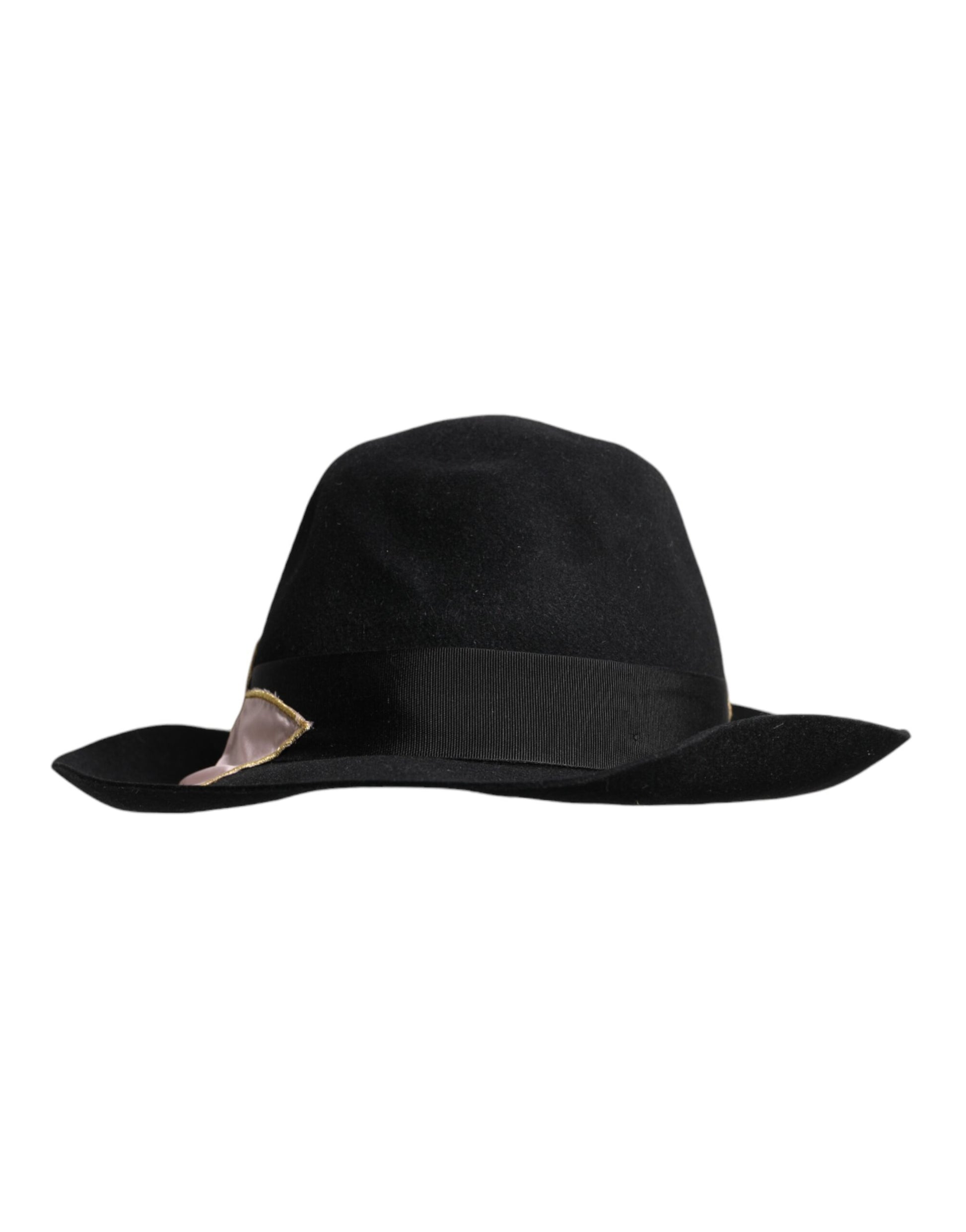 Chapeau à large bord brodé du logo Dolce & Gabbana noir pour femme