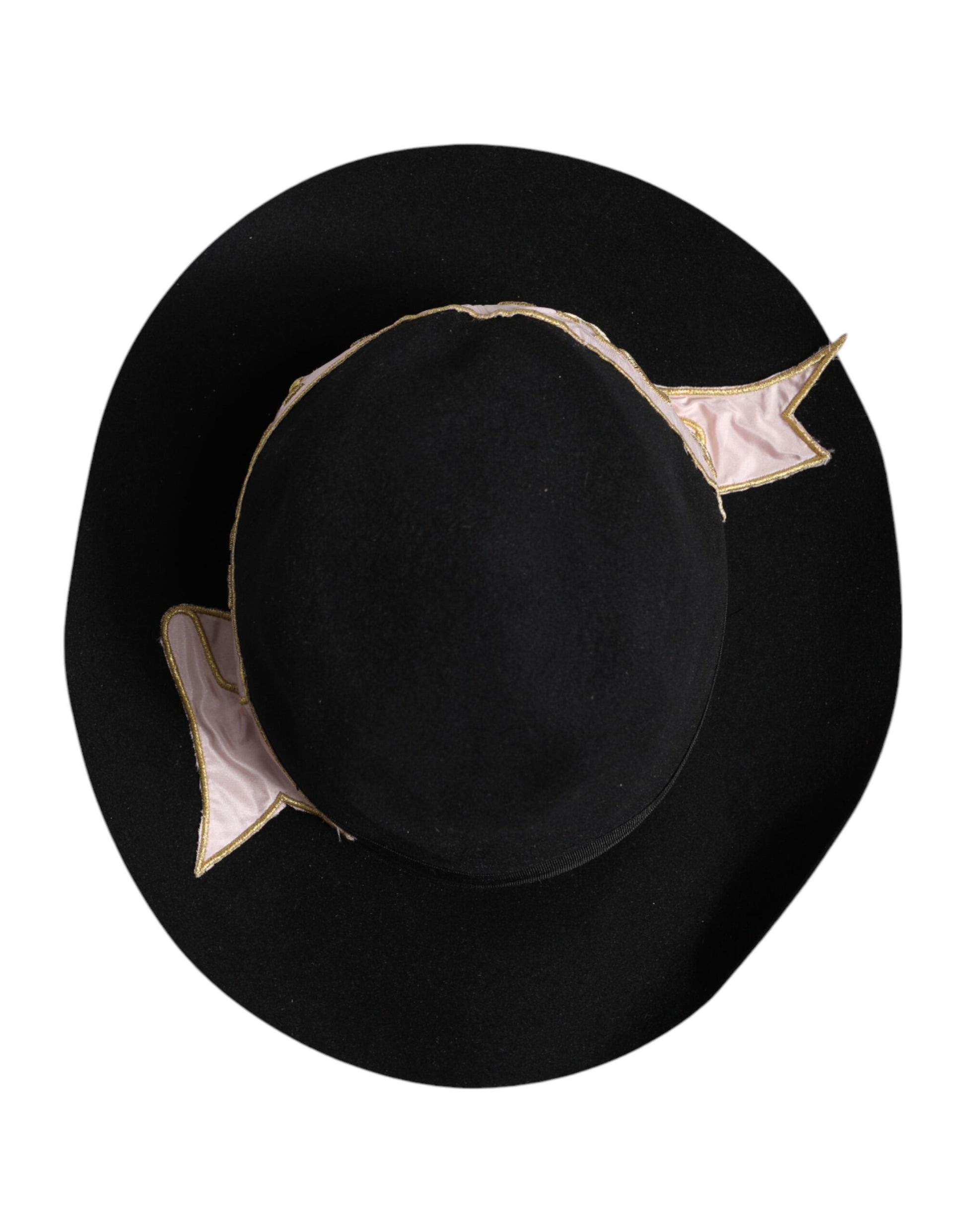 Chapeau à large bord brodé du logo Dolce & Gabbana noir pour femme