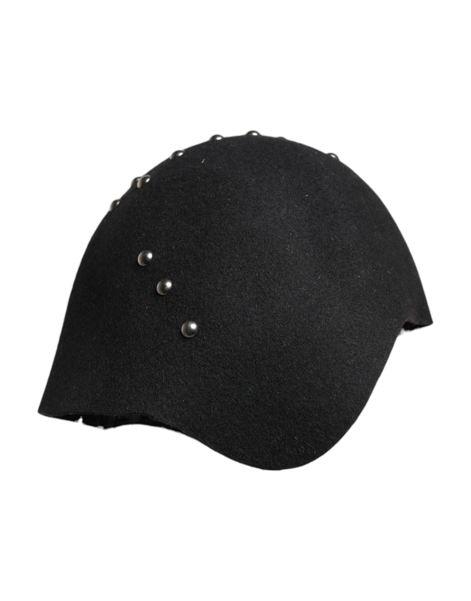 Chapeau cloche Dolce & Gabbana en laine noire orné de motifs multicolores
