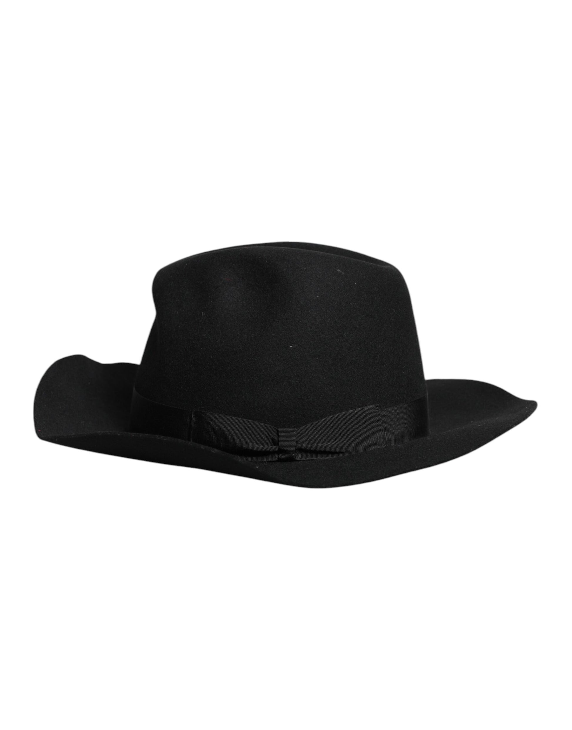 Chapeau Fedora Trilby noir à larges bords Dolce & Gabbana