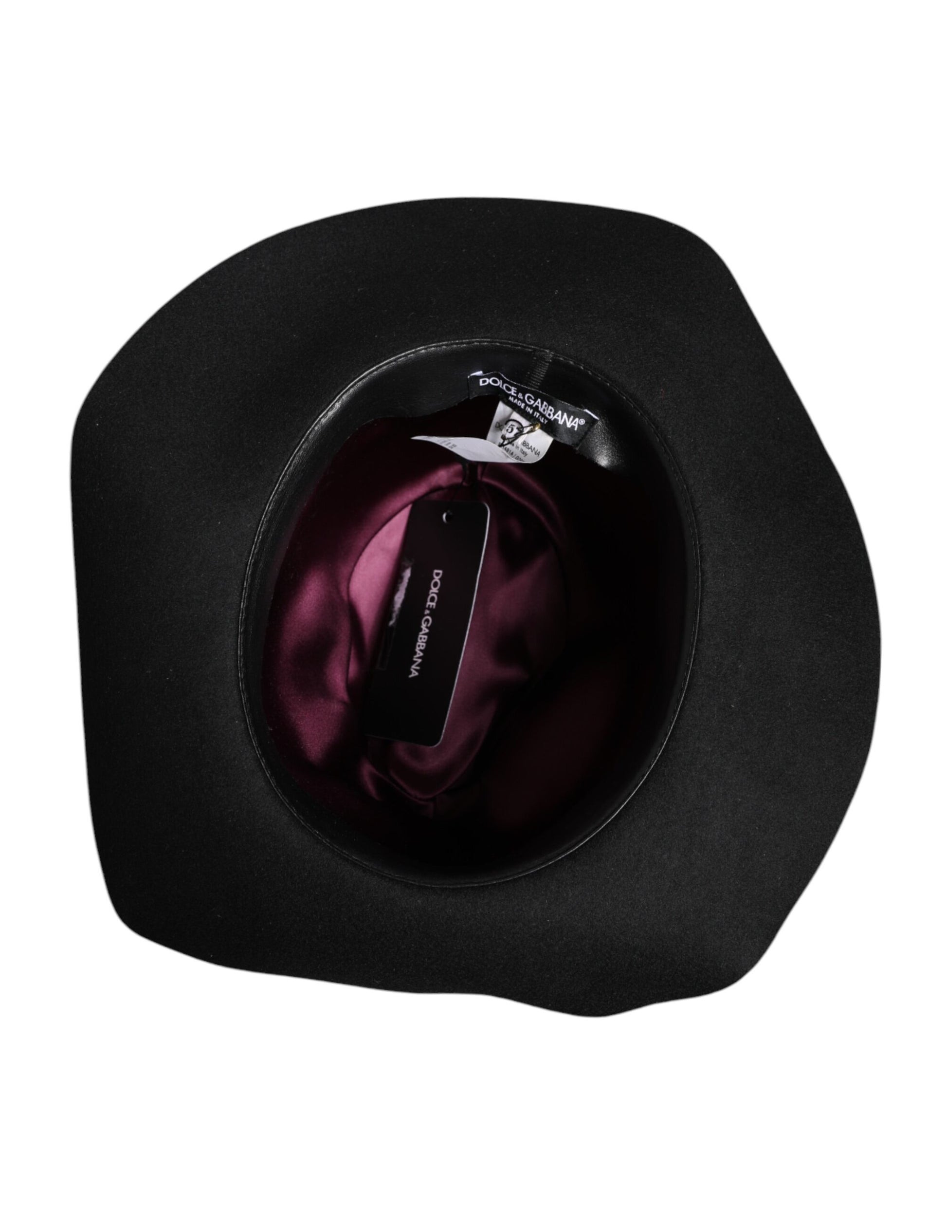 Chapeau Fedora Trilby noir à larges bords Dolce & Gabbana