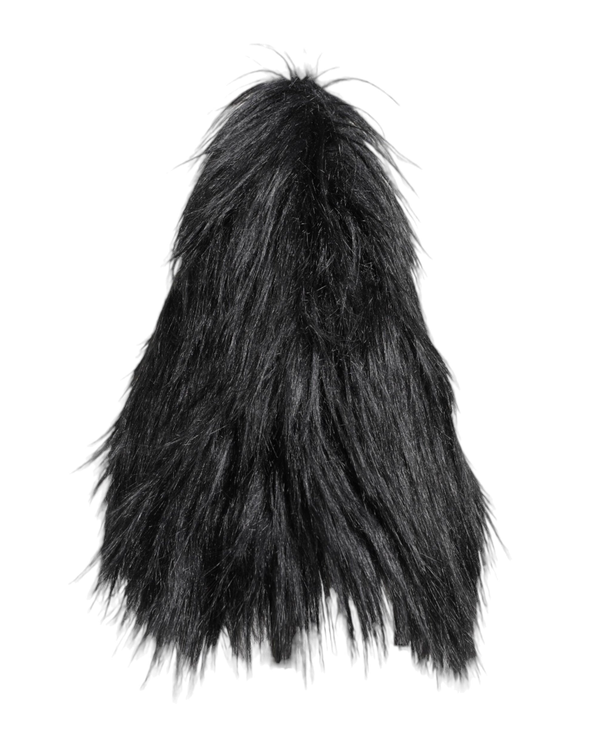 Chapeau bob en fourrure acrylique noire Dolce & Gabbana pour femme