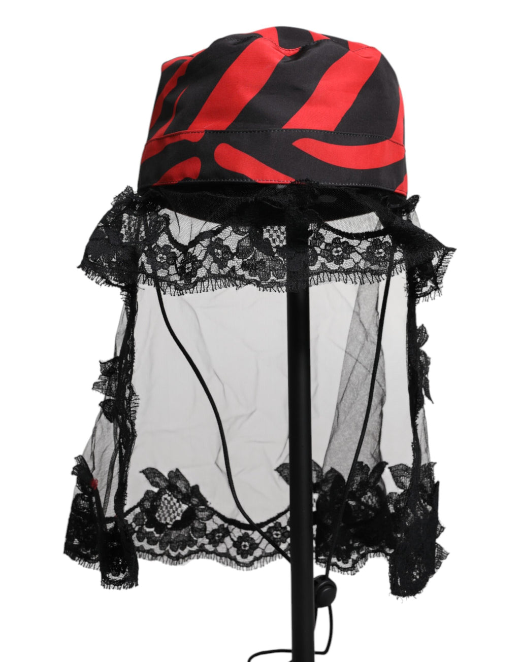 Chapeau bob Dolce & Gabbana en dentelle et tulle à rayures noires et rouges