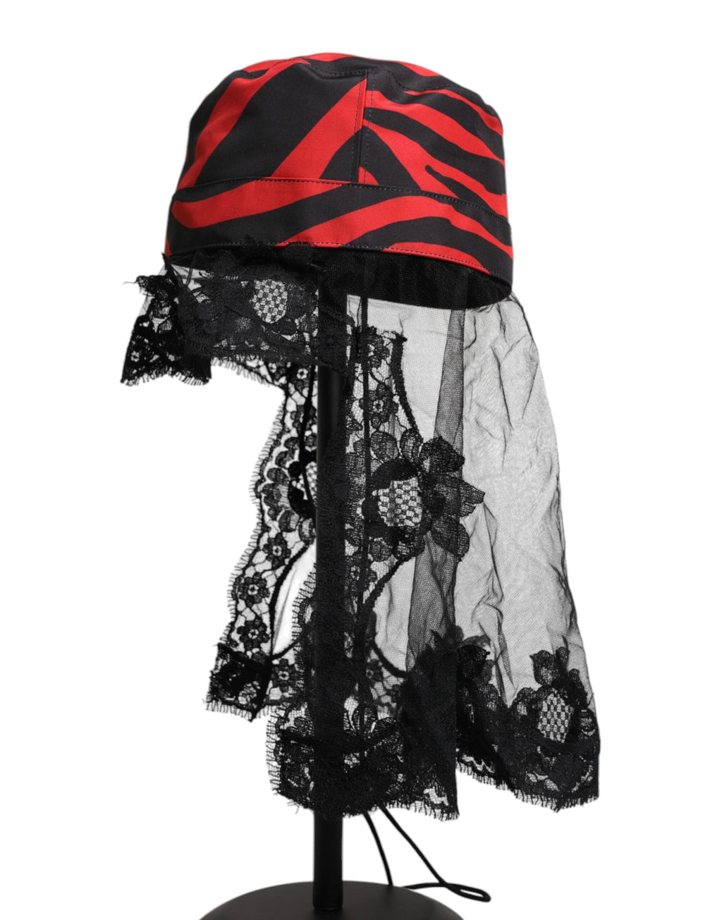 Chapeau bob Dolce & Gabbana en dentelle et tulle à rayures noires et rouges