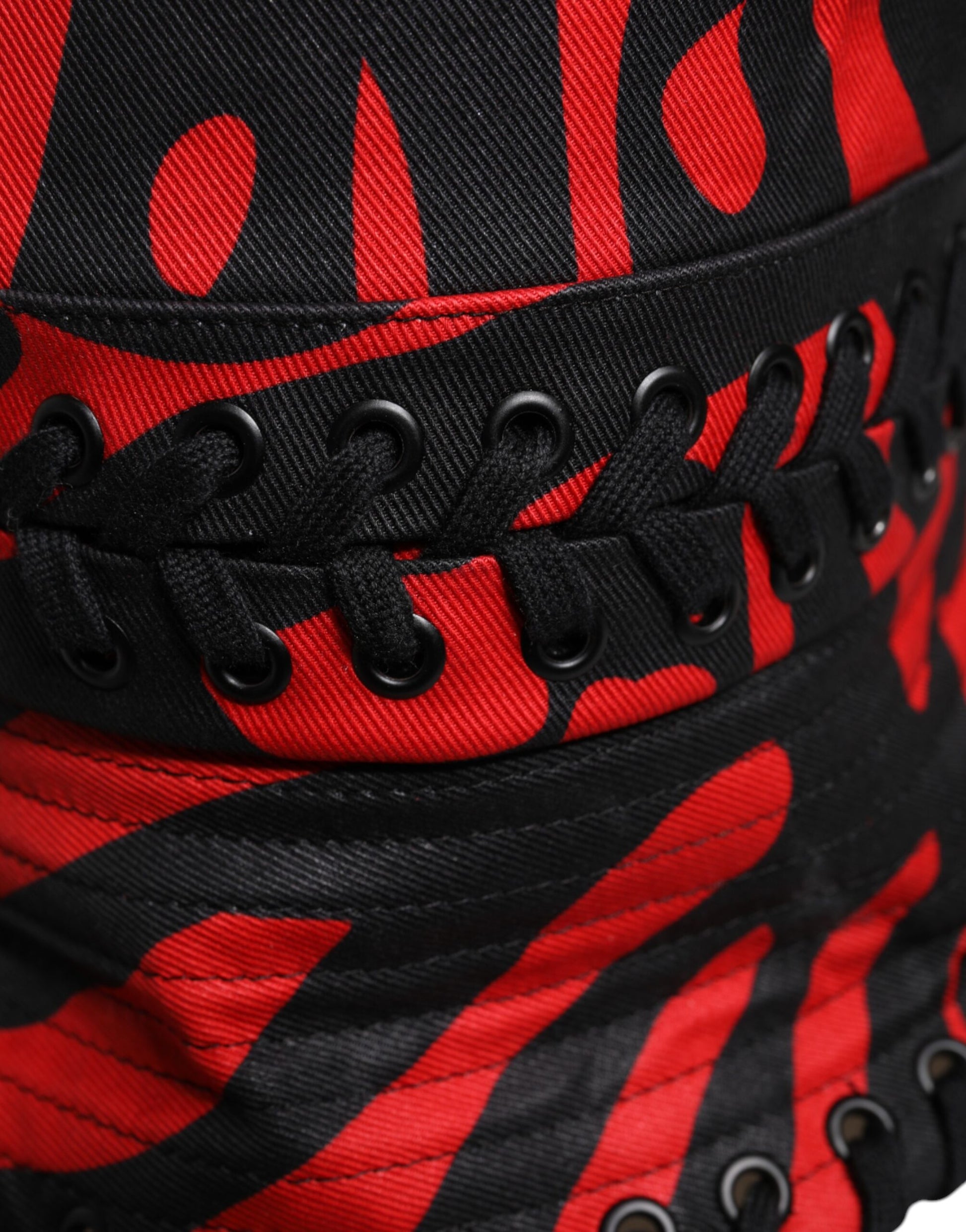 Chapeau Bob Large Bord Dolce & Gabbana Noir Rayures Rouges en Polyester