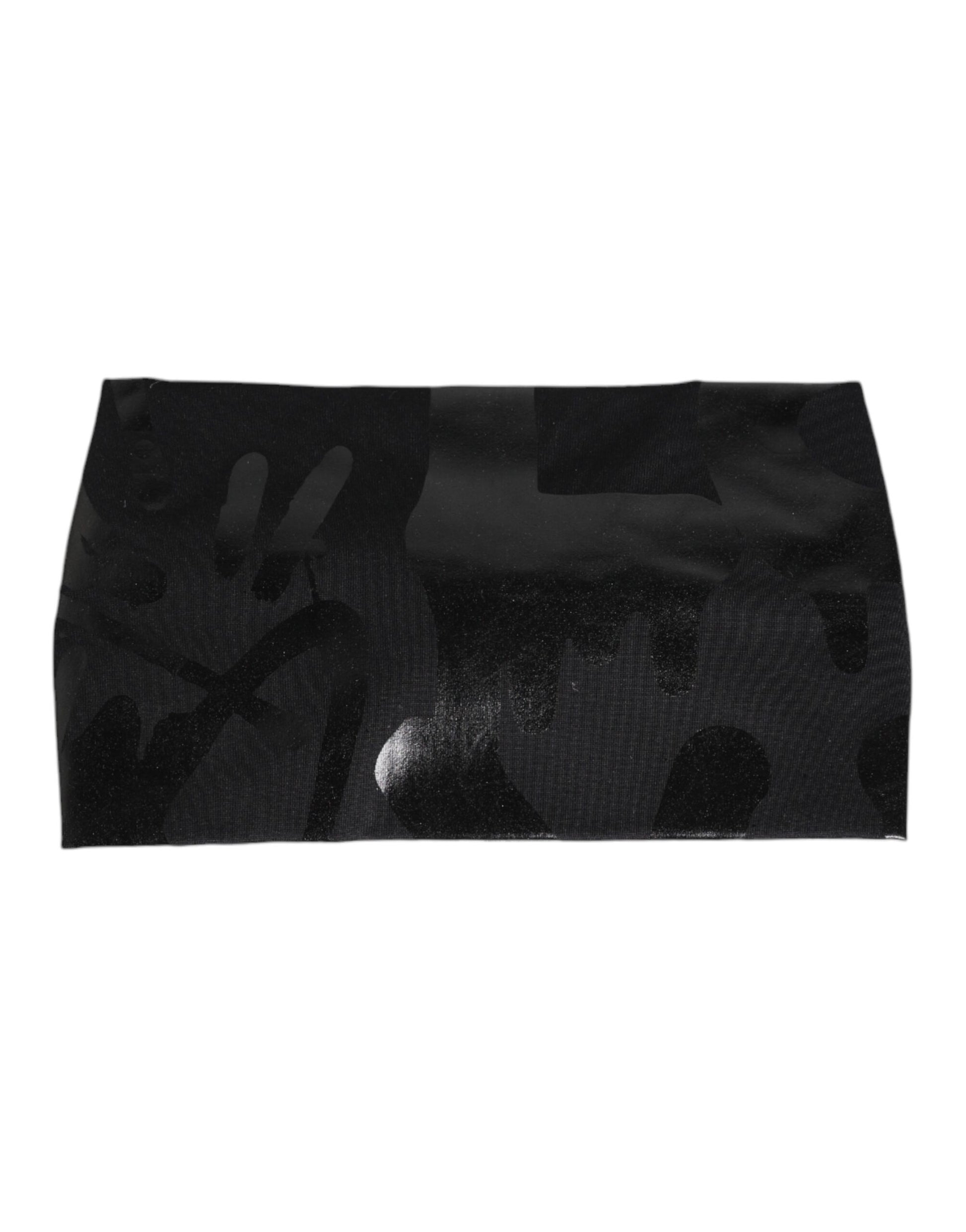 Dolce &amp; Gabbana – Schwarzes Nylon-Stretch-Stirnband mit DG-Logo