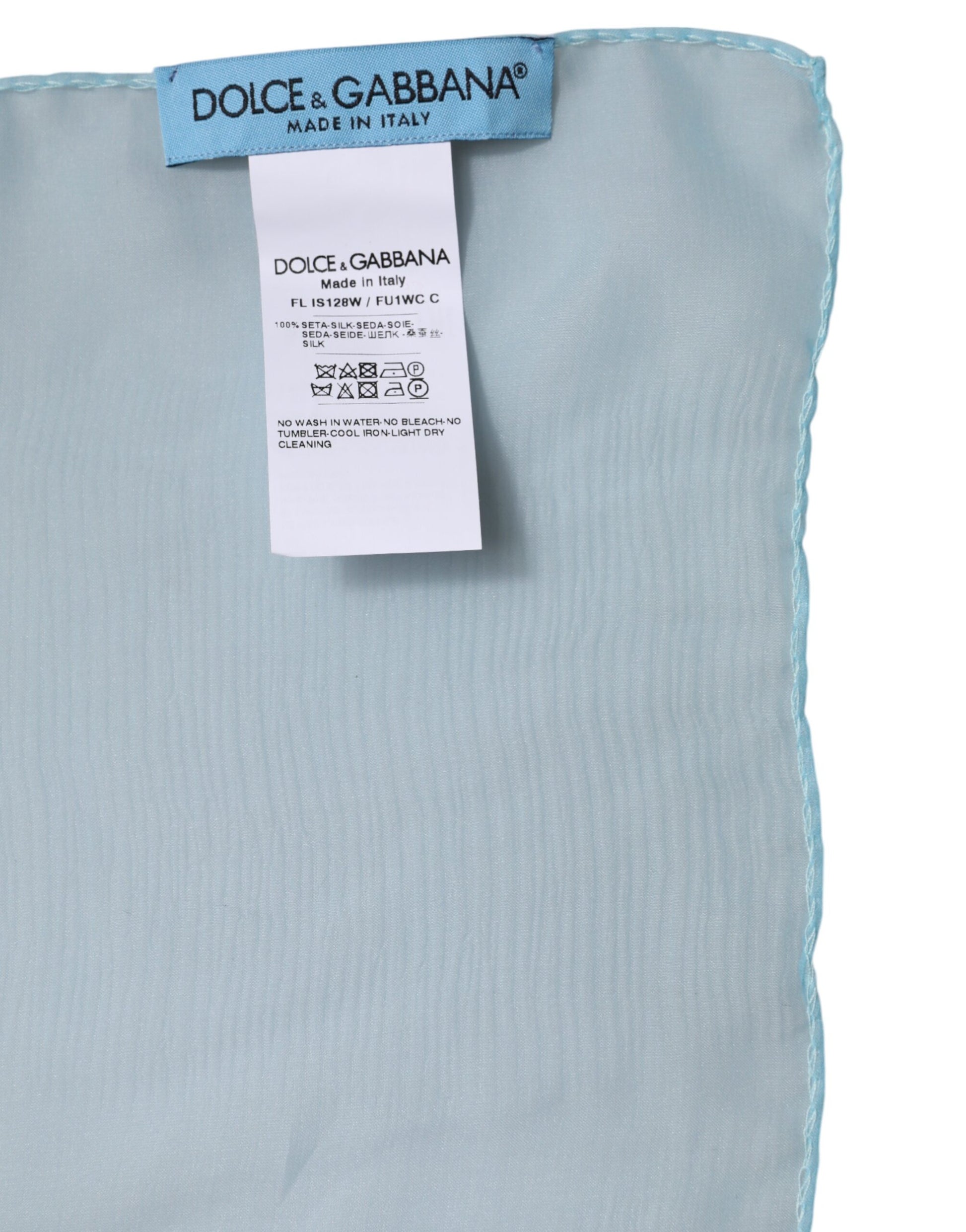 Châle écharpe rectangulaire en soie bleu clair Dolce & Gabbana