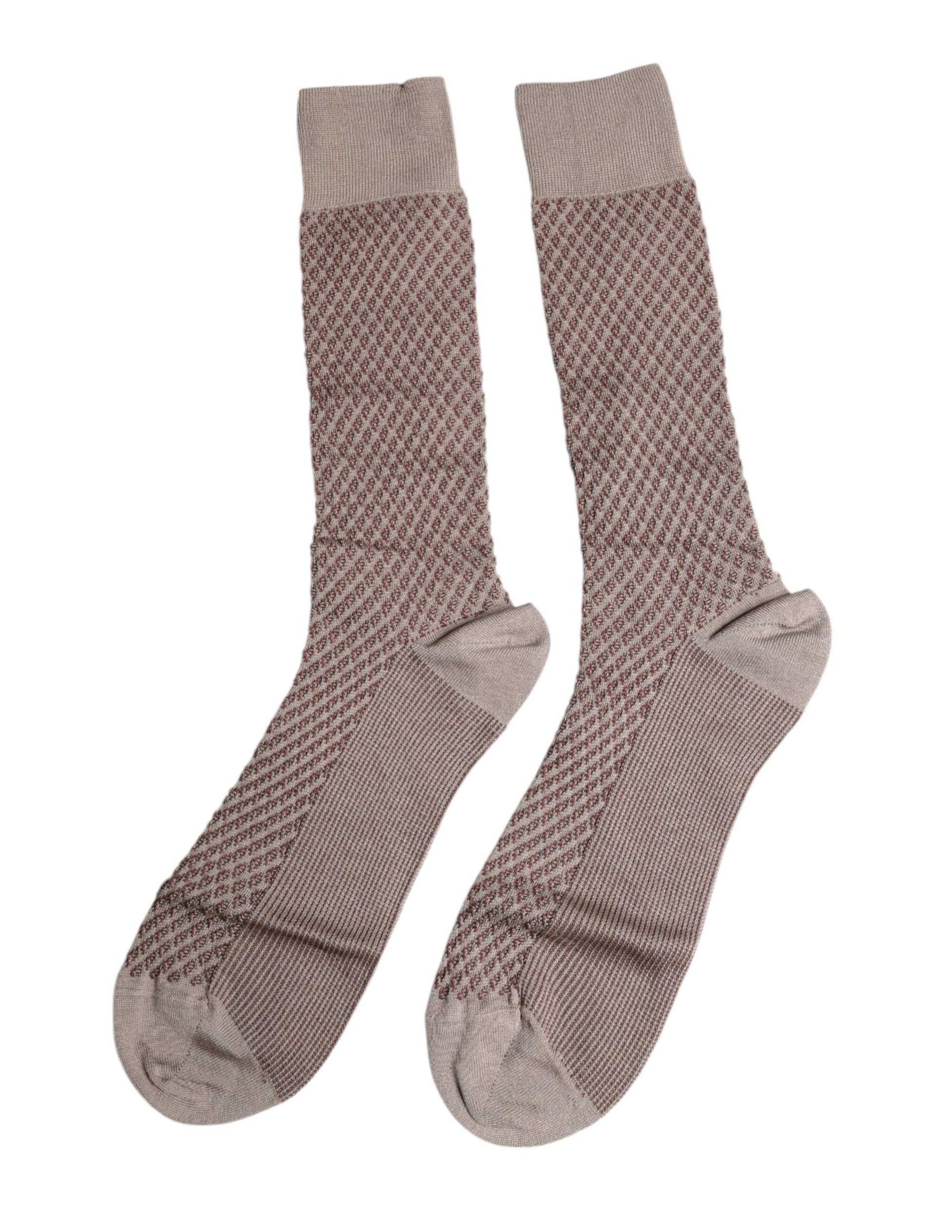 Dolce & Gabbana Brown Solid DG Logo Mid Calf Men Socks