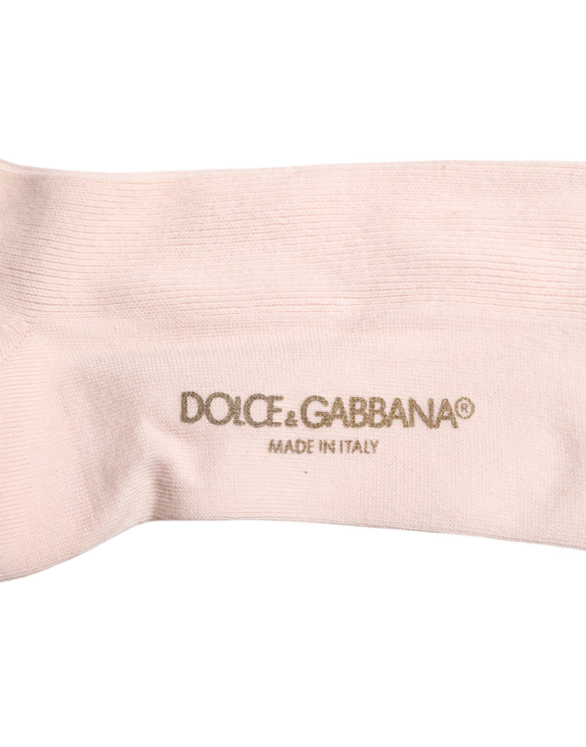Dolce &amp; Gabbana – Wadenstrümpfe aus elfenbeinfarbener Baumwolle mit Stretch-Logo