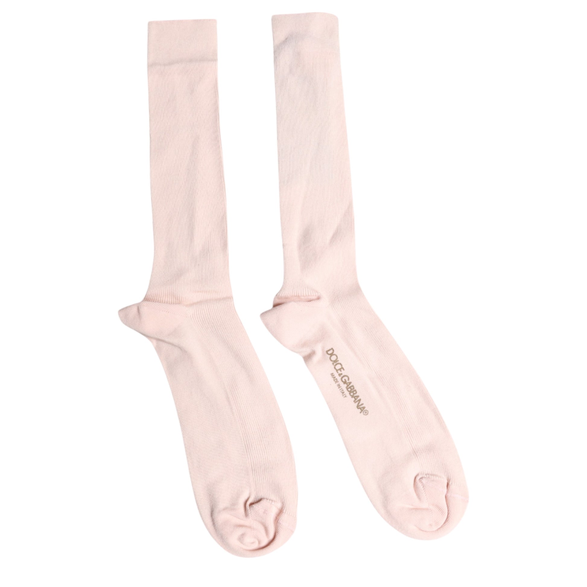 Dolce &amp; Gabbana – Wadenstrümpfe aus elfenbeinfarbener Baumwolle mit Stretch-Logo