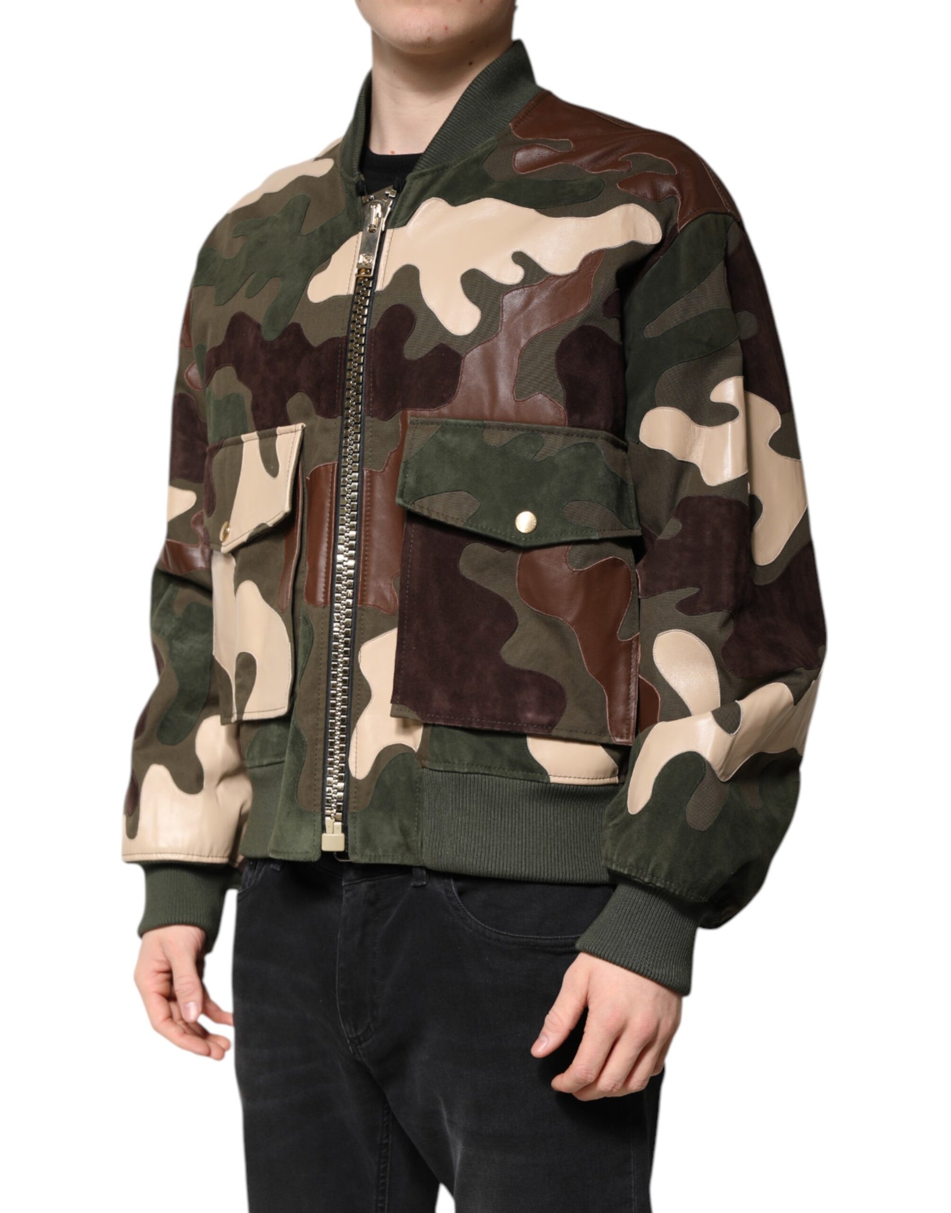 Dolce & Gabbana Multicolor Cotton Bomber Full Zip Jacket