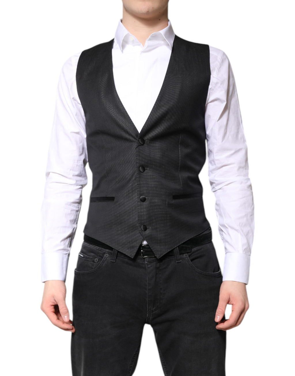Dolce & Gabbana Gilet Noir en Laine Robe Gilet Formel