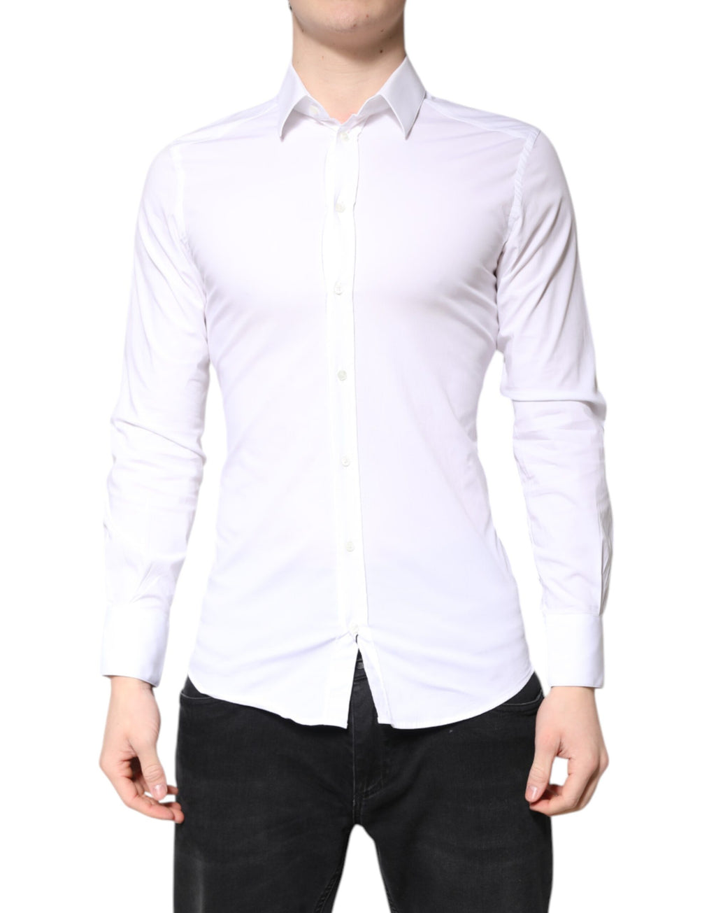 Chemise habillée Dolce & Gabbana GOLD en coton blanc à col classique