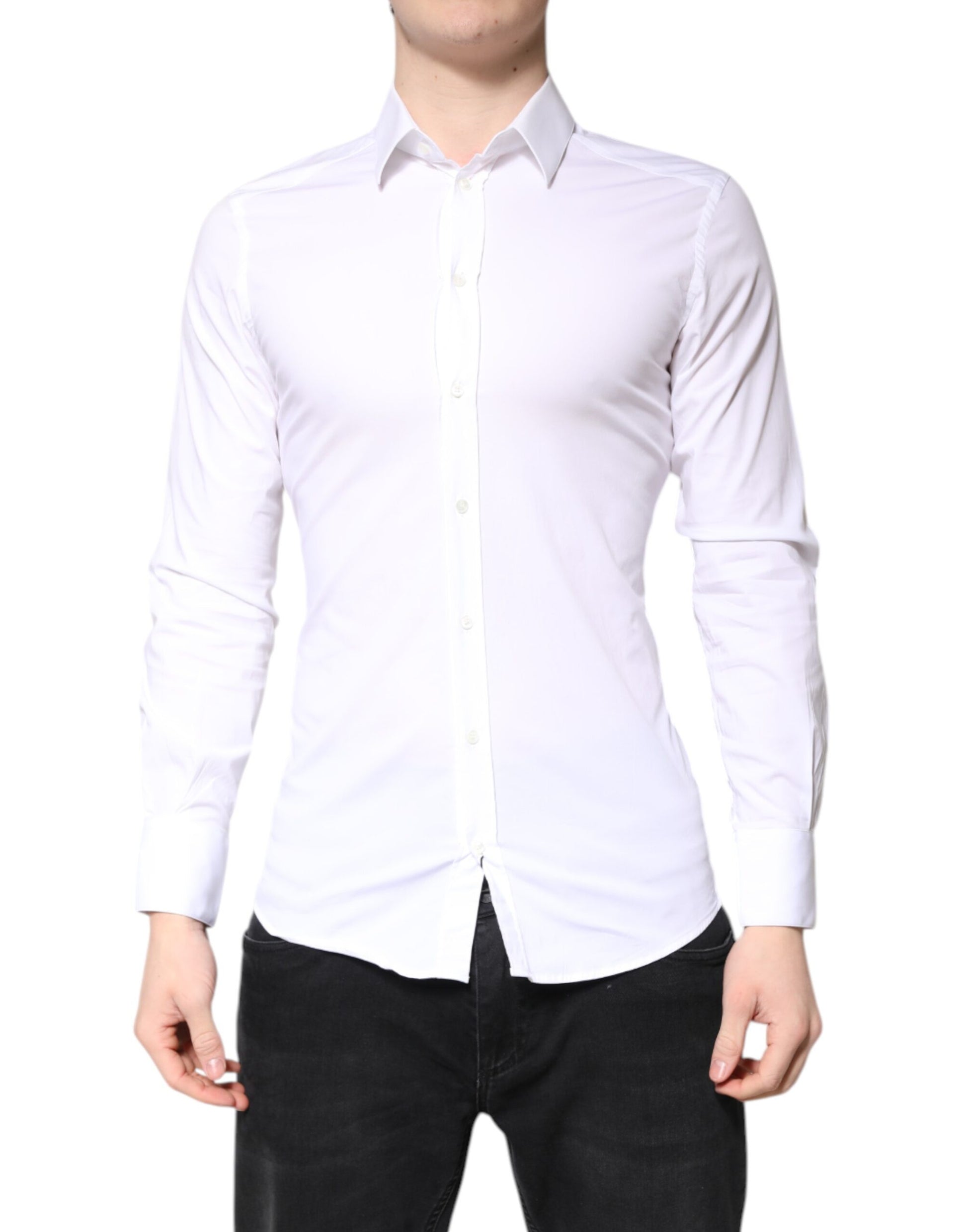 Chemise habillée Dolce & Gabbana GOLD en coton blanc à col classique