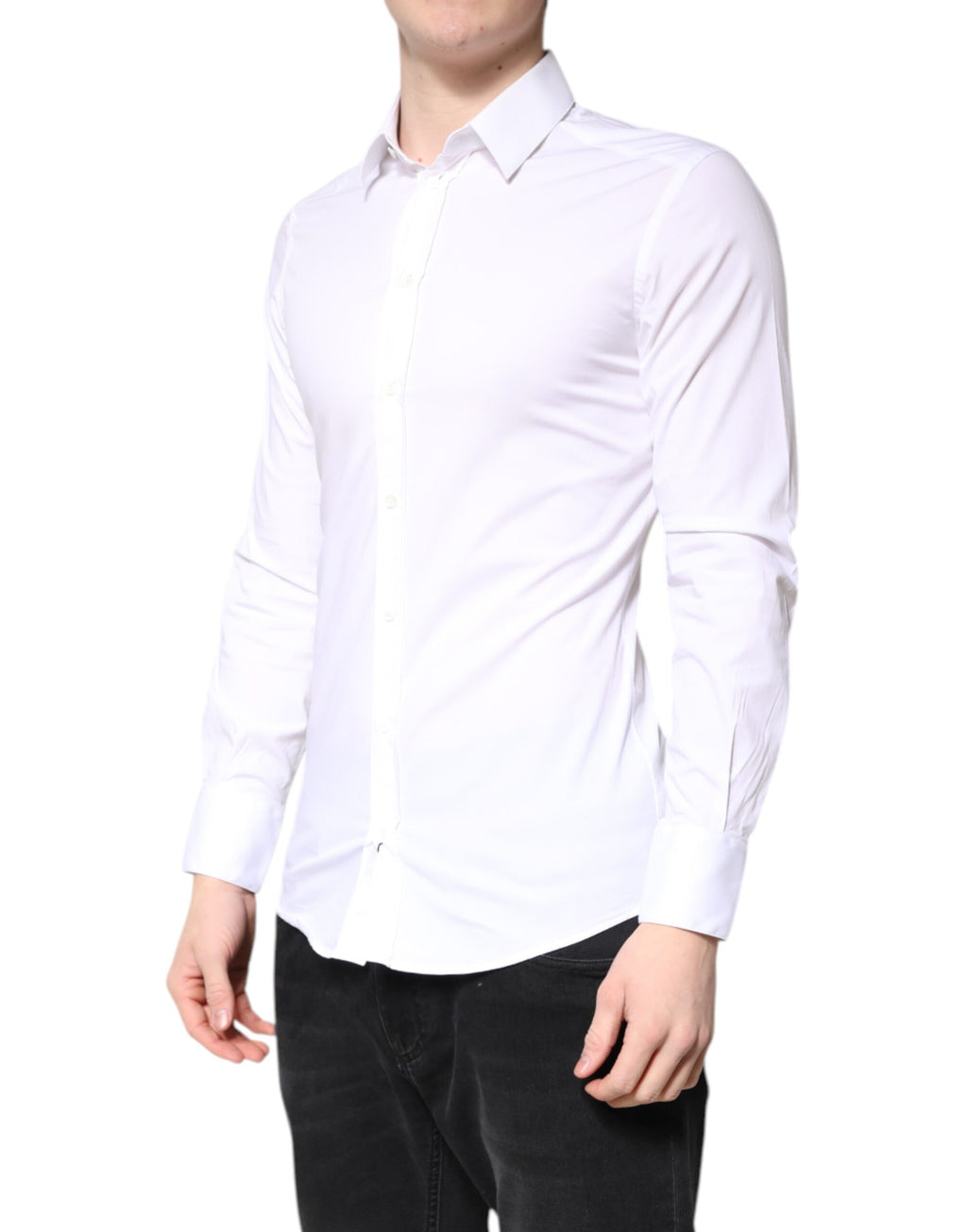 Chemise habillée Dolce & Gabbana GOLD en coton blanc à col classique