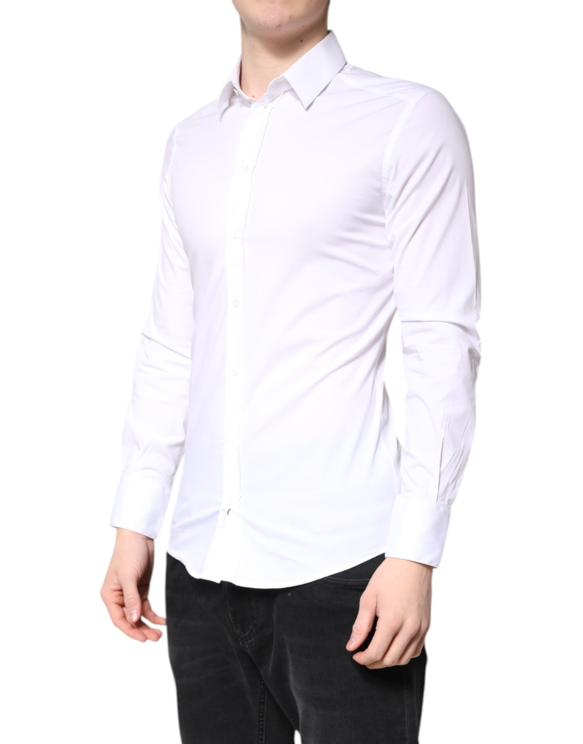 Chemise habillée Dolce & Gabbana GOLD en coton blanc à col classique