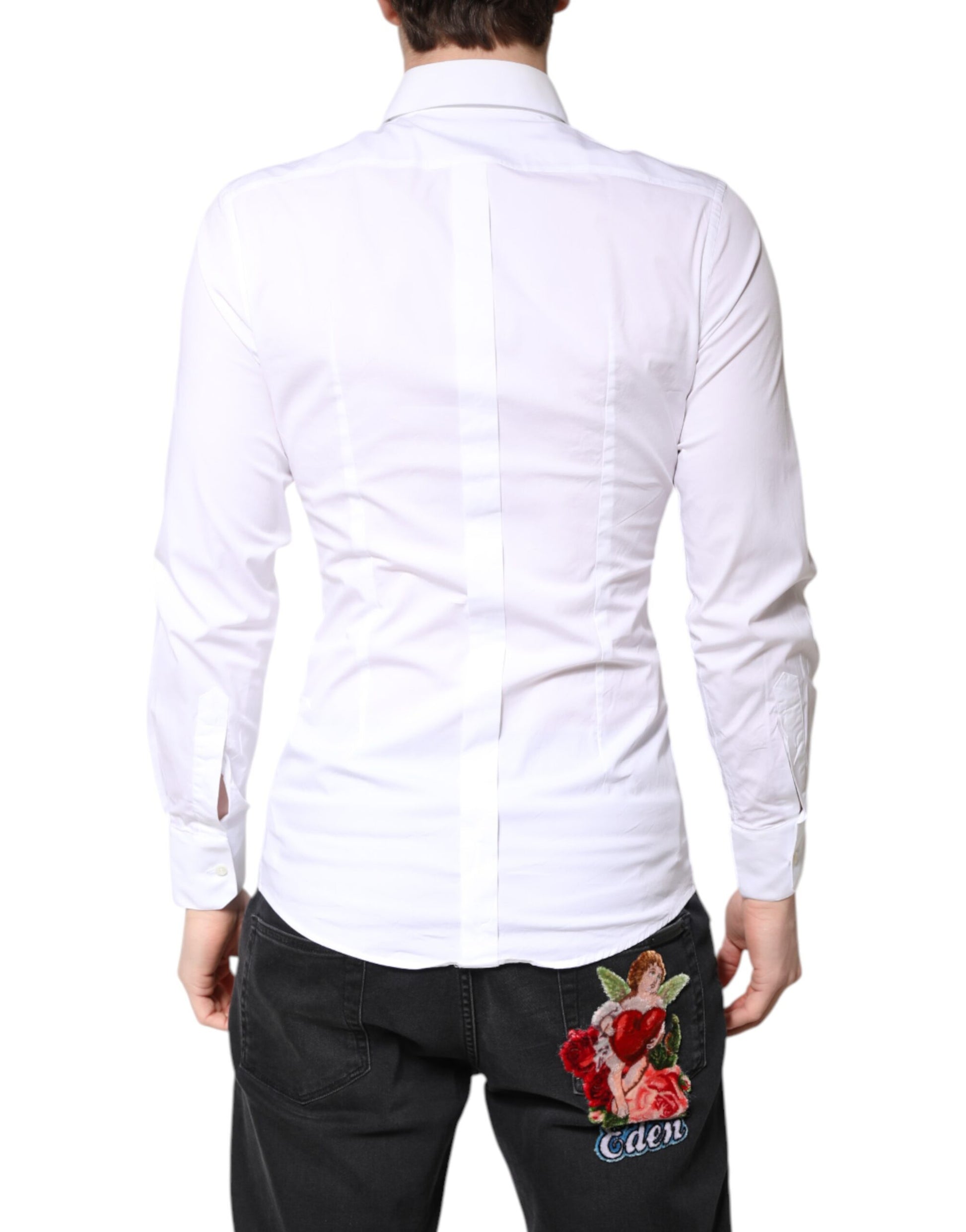 Chemise habillée Dolce & Gabbana GOLD en coton blanc à col classique