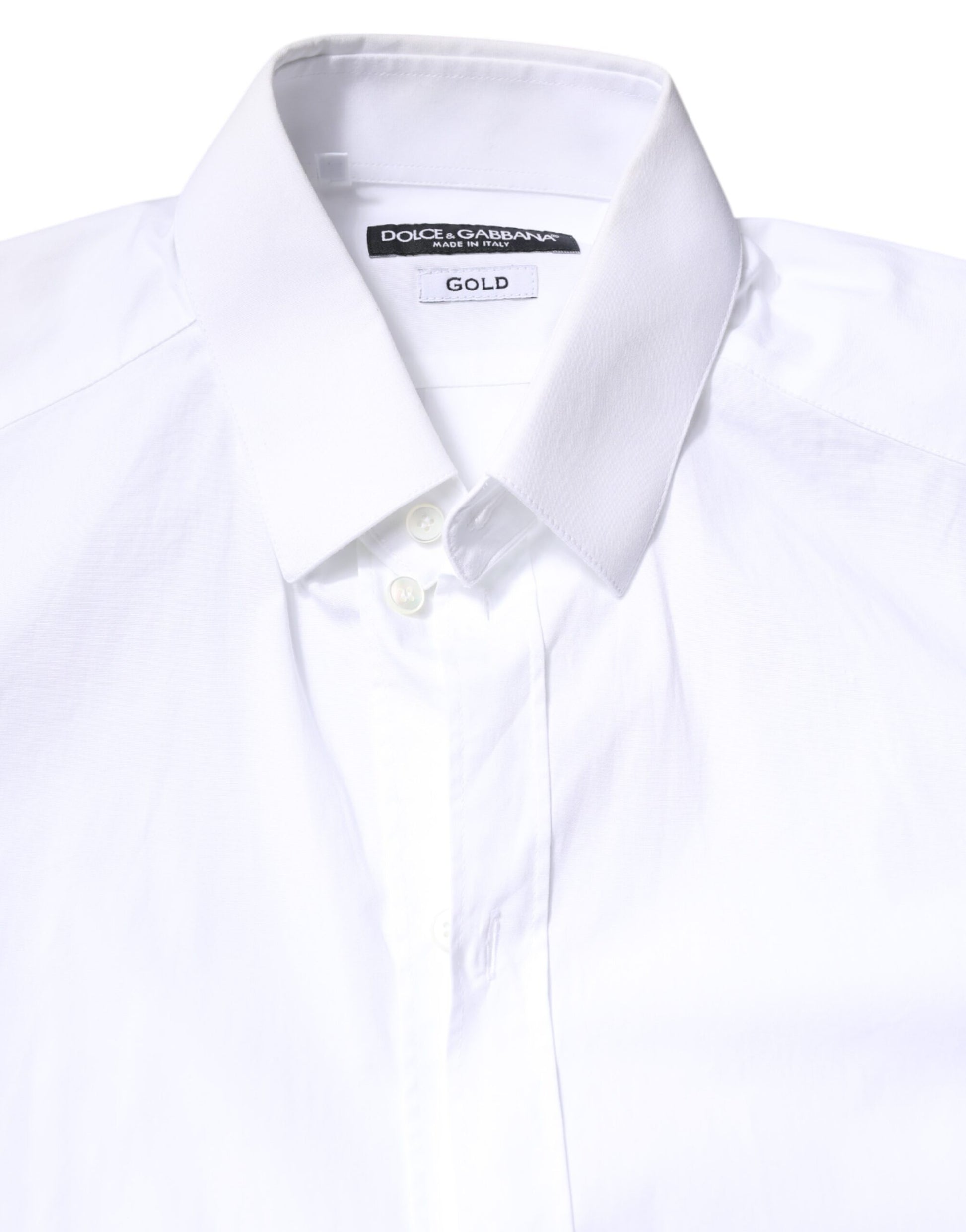 Chemise habillée Dolce & Gabbana GOLD en coton blanc à col classique