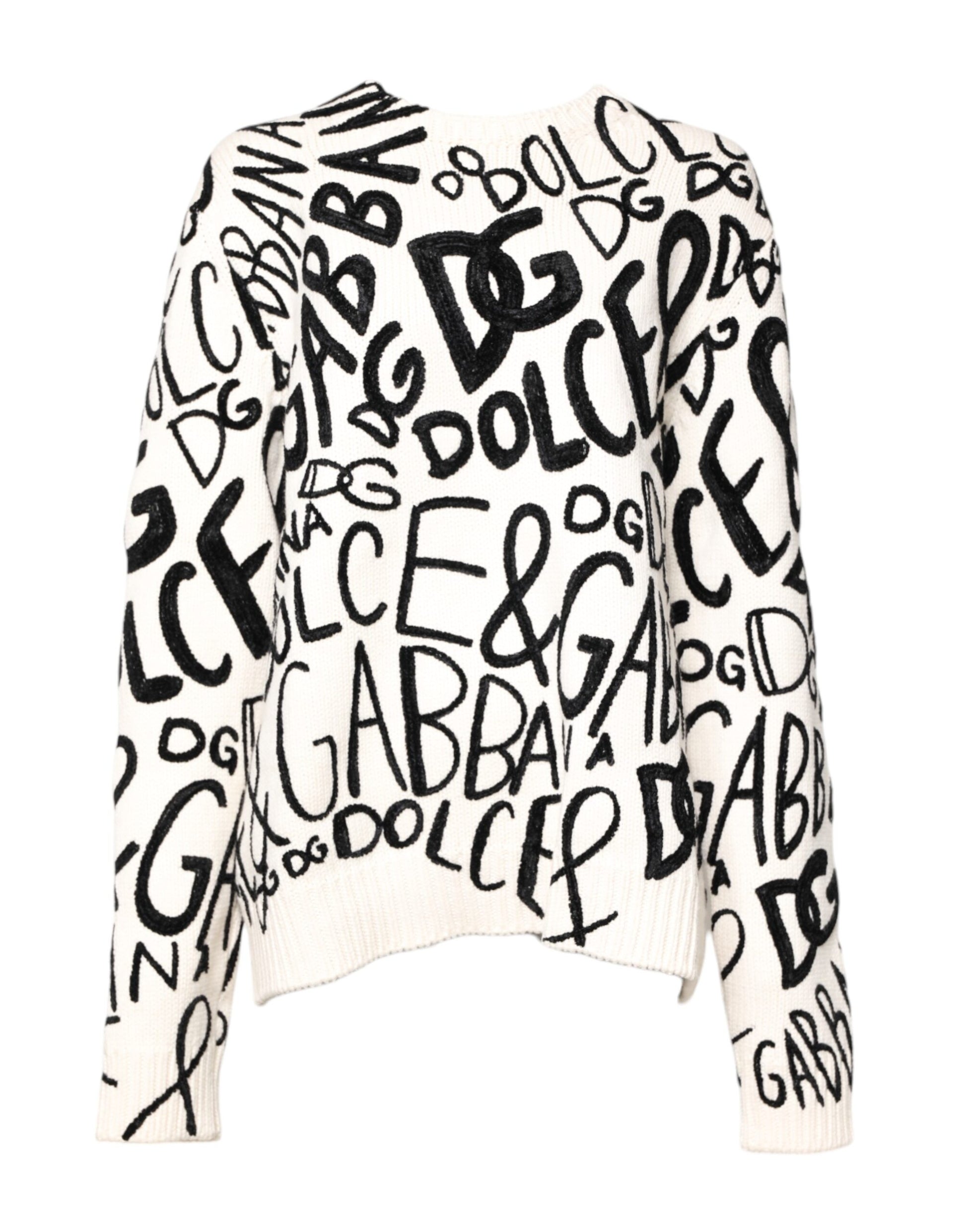 Pull Dolce & Gabbana pour femme, blanc, imprimé logo noir