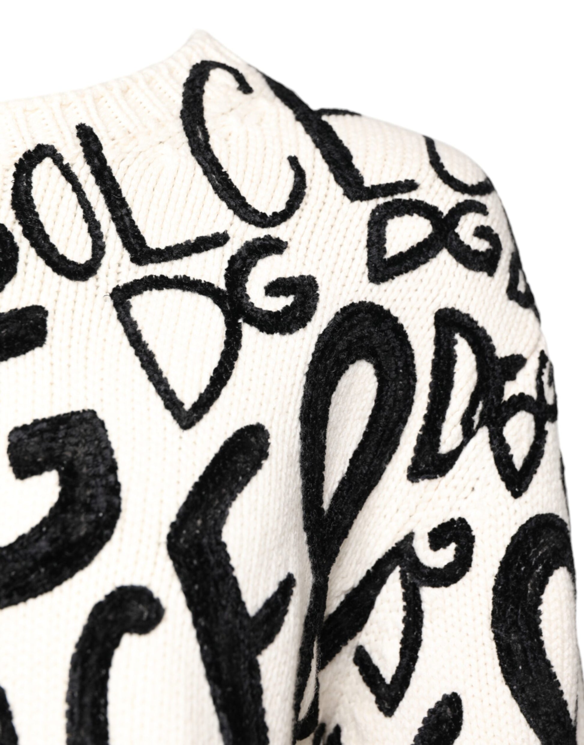 Pull Dolce & Gabbana pour femme, blanc, imprimé logo noir