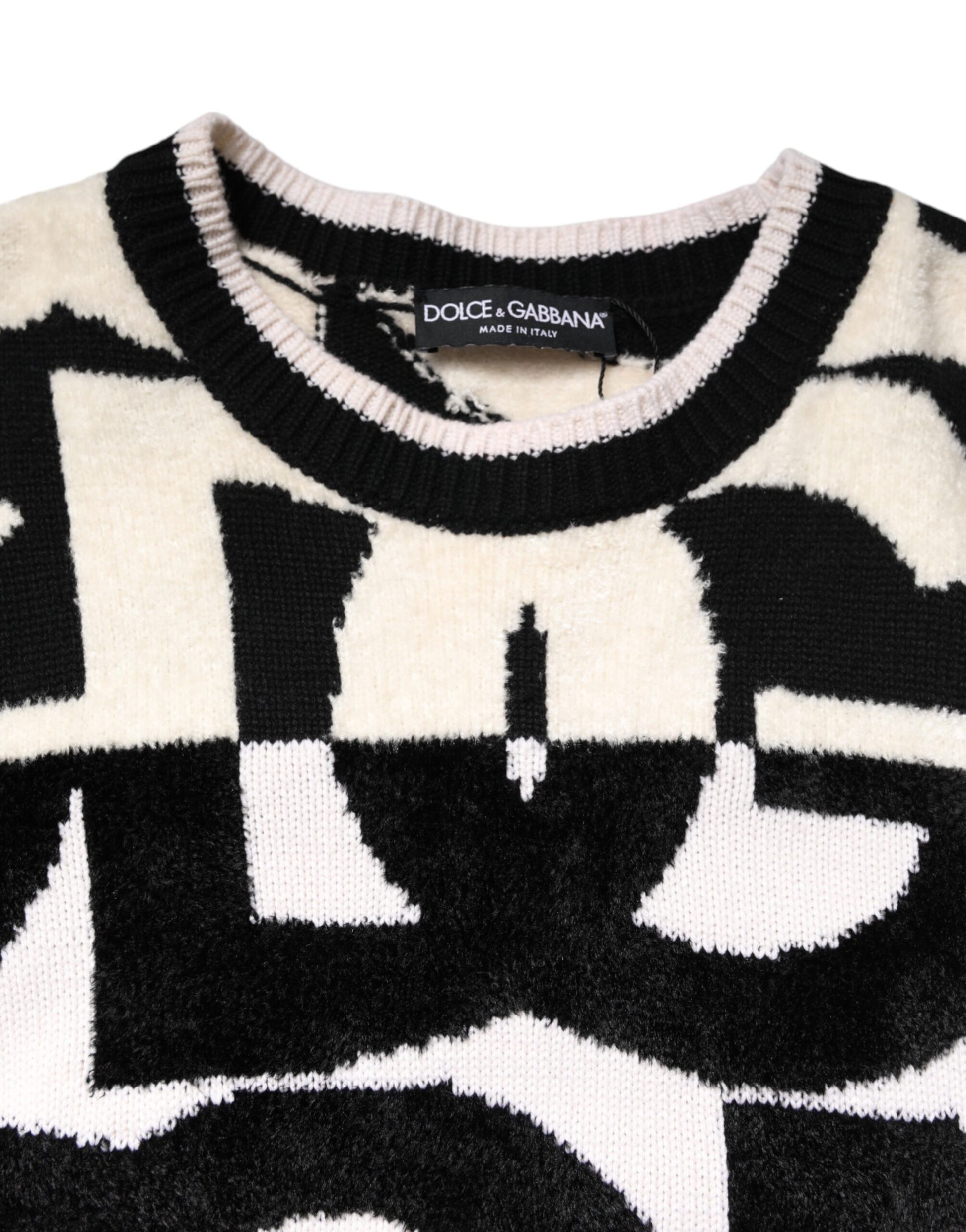Pull Dolce & Gabbana pour femme, blanc, imprimé logo noir