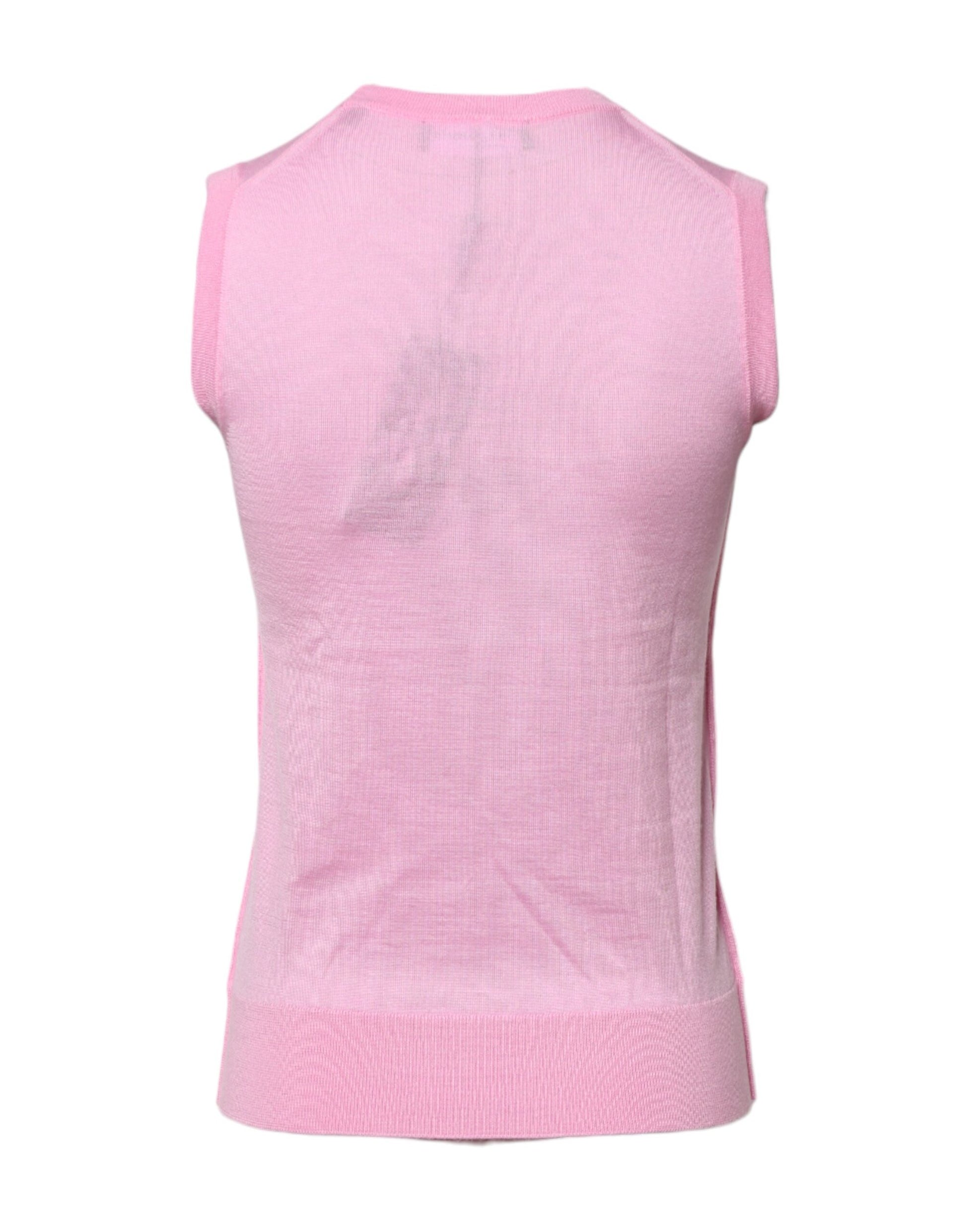 Débardeur sans manches Dolce & Gabbana en cachemire rose à col rond
