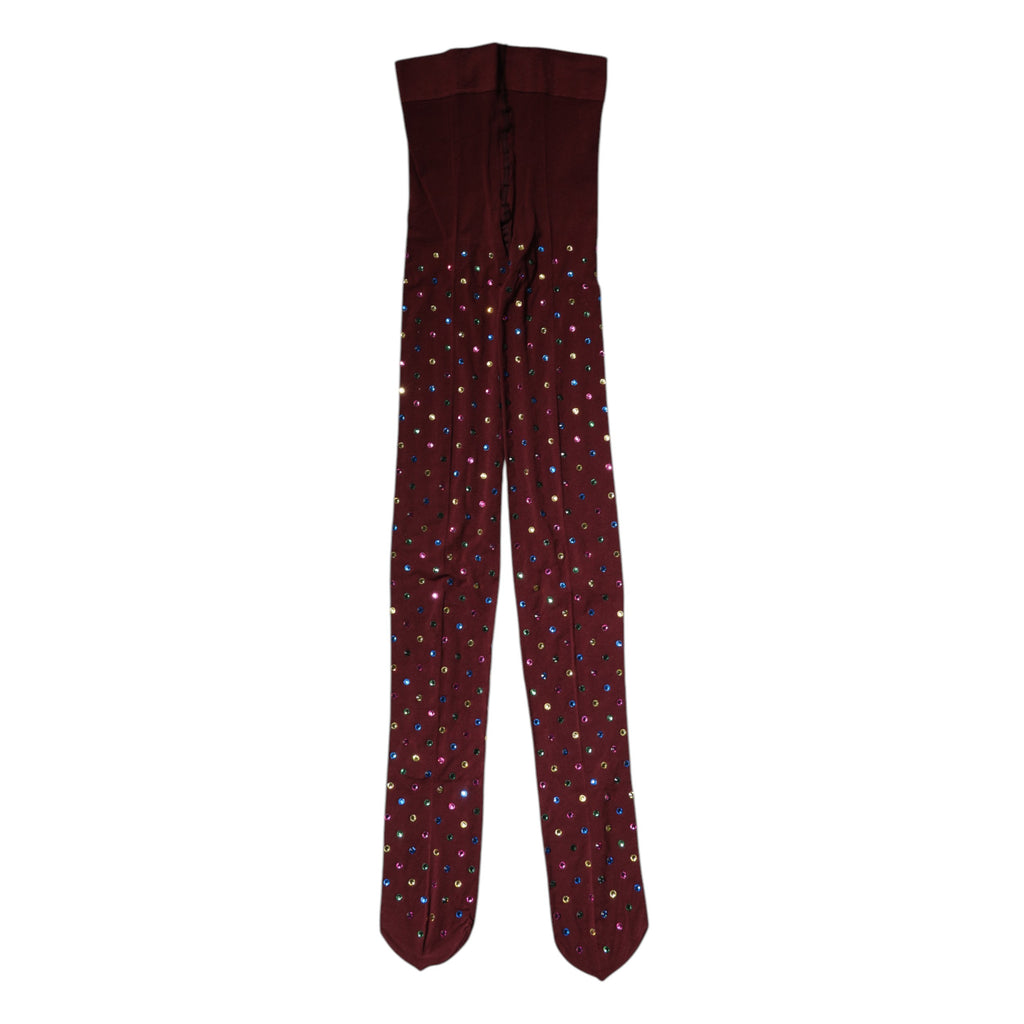 Collant Dolce & Gabbana en nylon marron avec cristaux