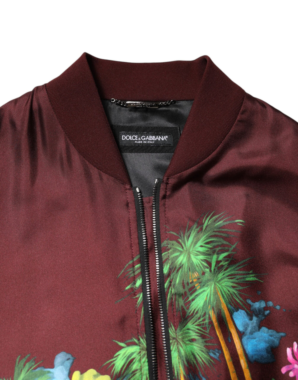 Blouson bomber Dolce & Gabbana bordeaux à imprimé floral et fermeture éclair intégrale
