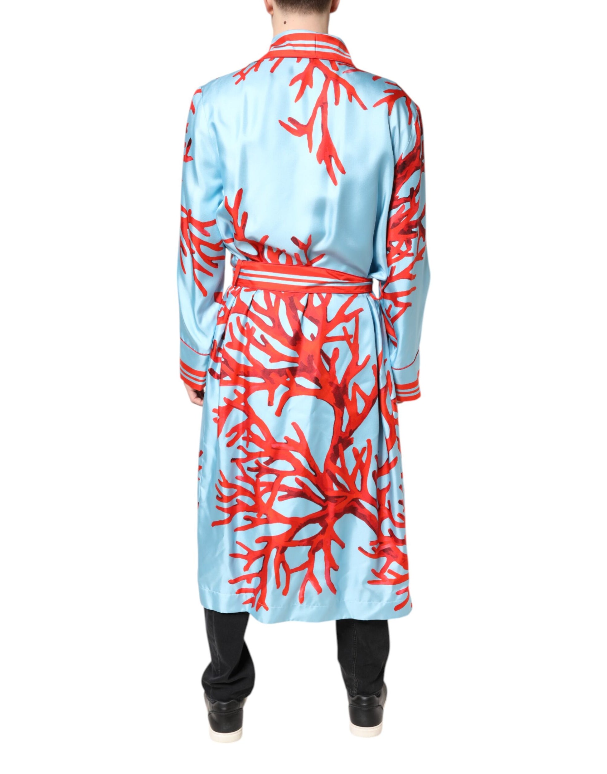 Dolce & Gabbana Manteau Robe Courte à Imprimé Corail Rouge et Bleu