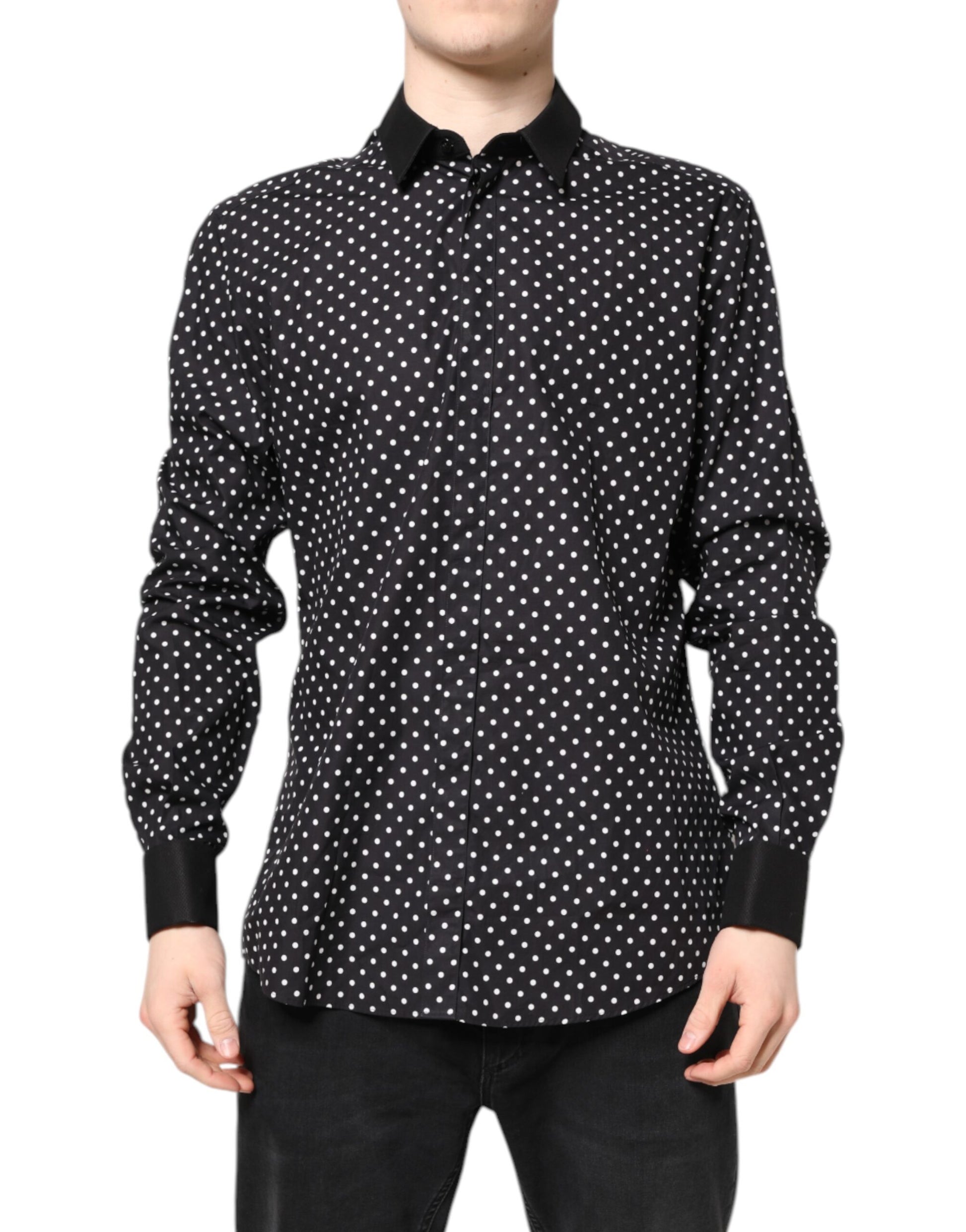 Chemise habillée Dolce & Gabbana en coton noir à pois
