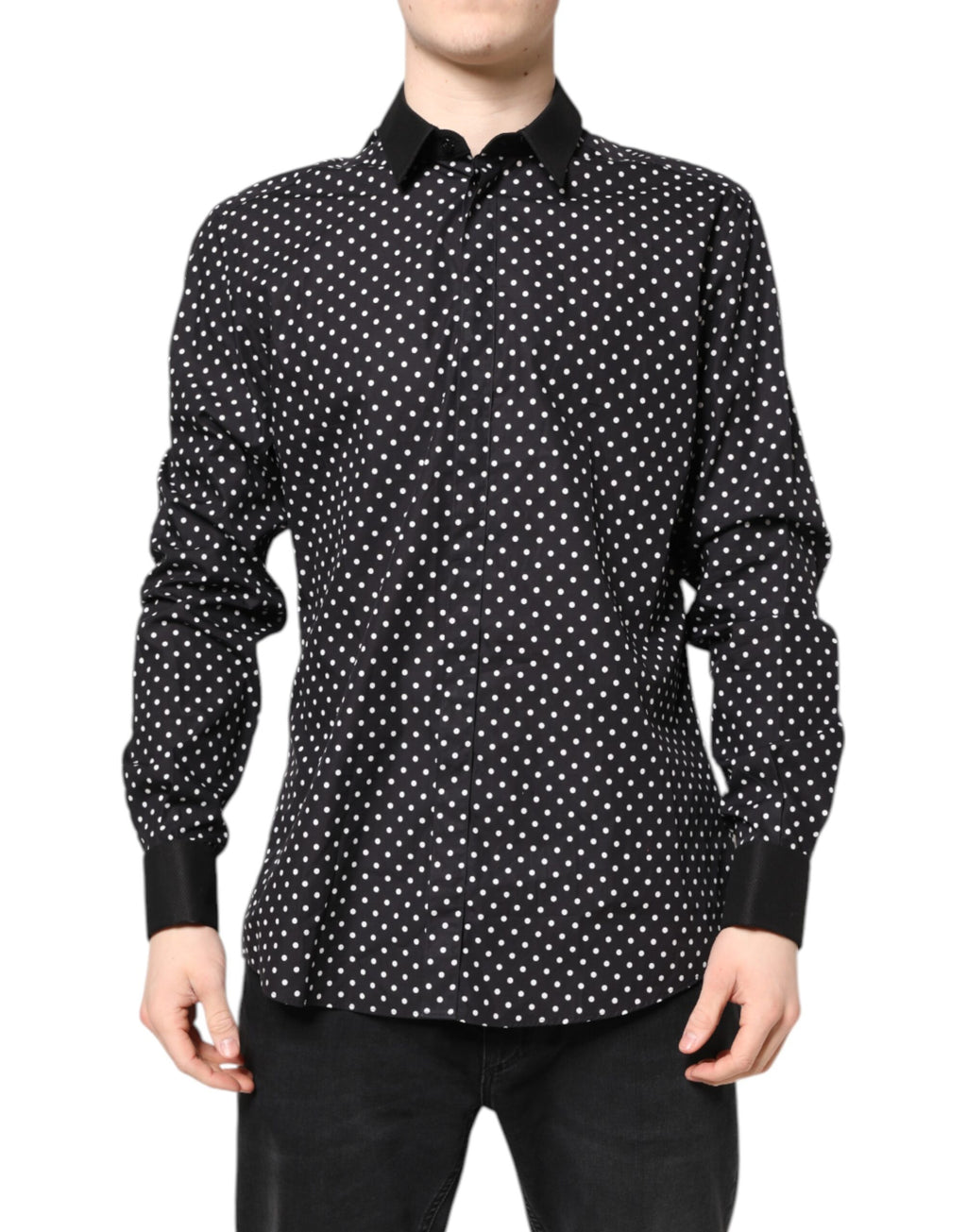 Chemise habillée Dolce & Gabbana en coton noir à pois