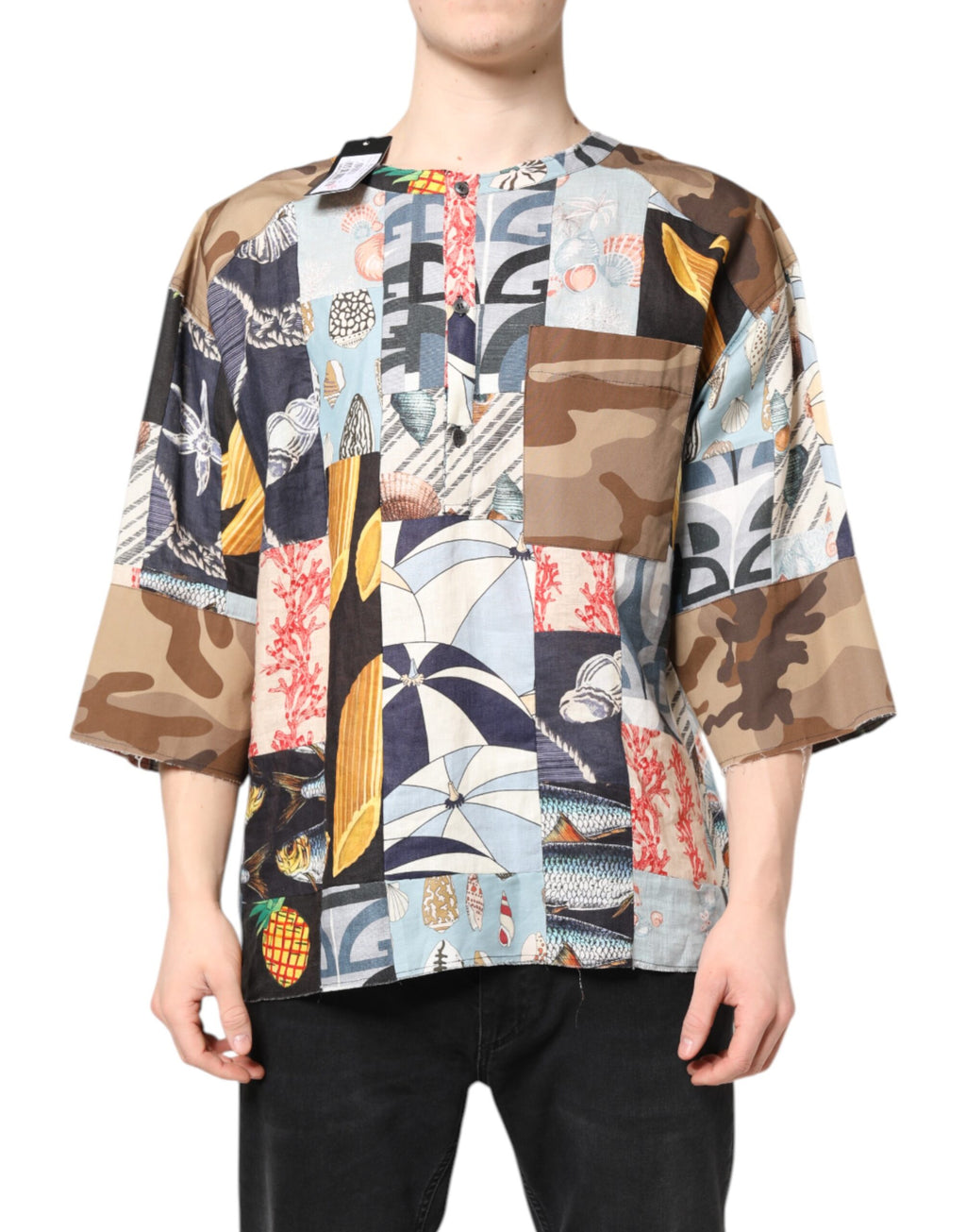 Chemise Dolce & Gabbana multicolore à manches courtes et patchwork