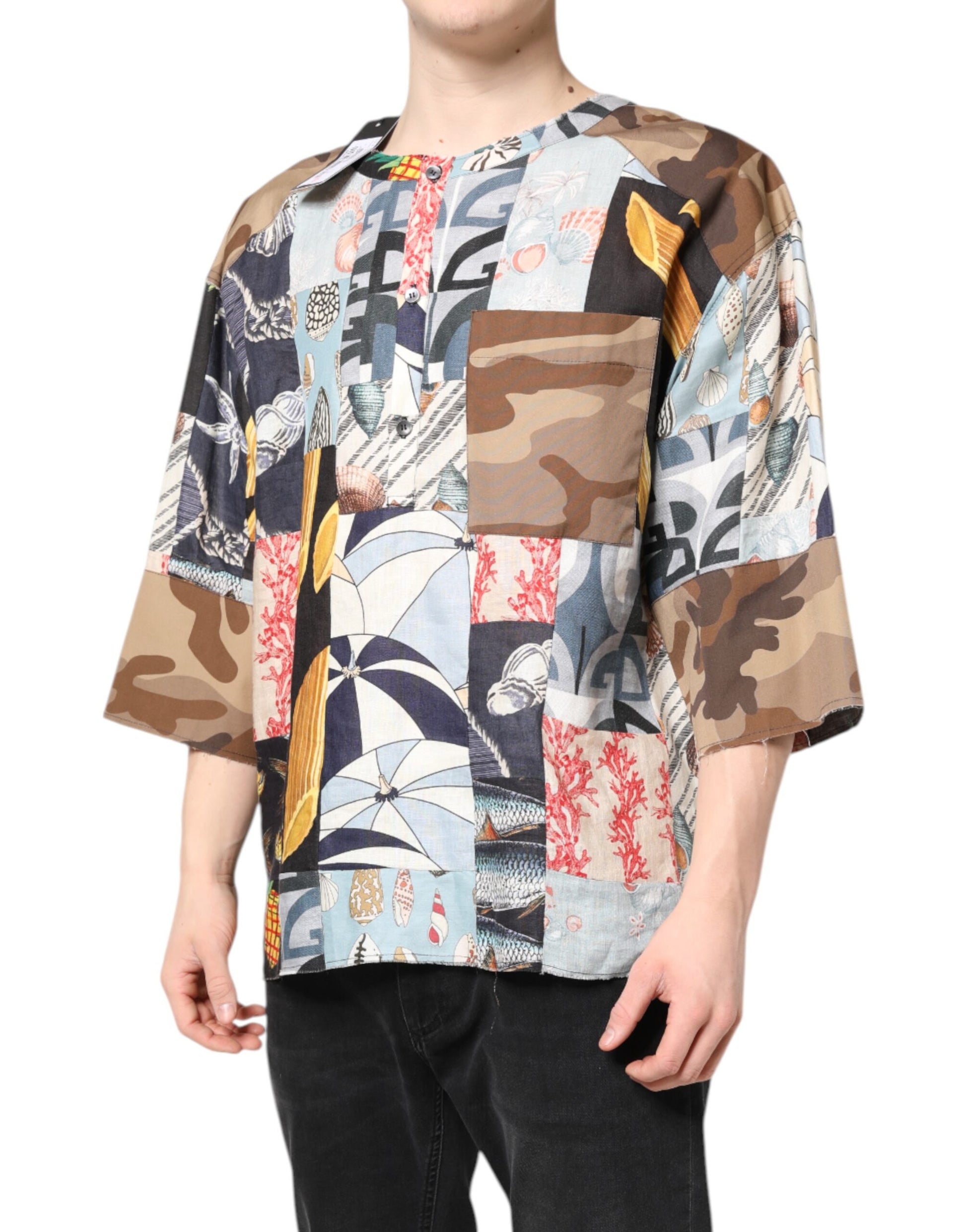 Chemise Dolce & Gabbana multicolore à manches courtes et patchwork