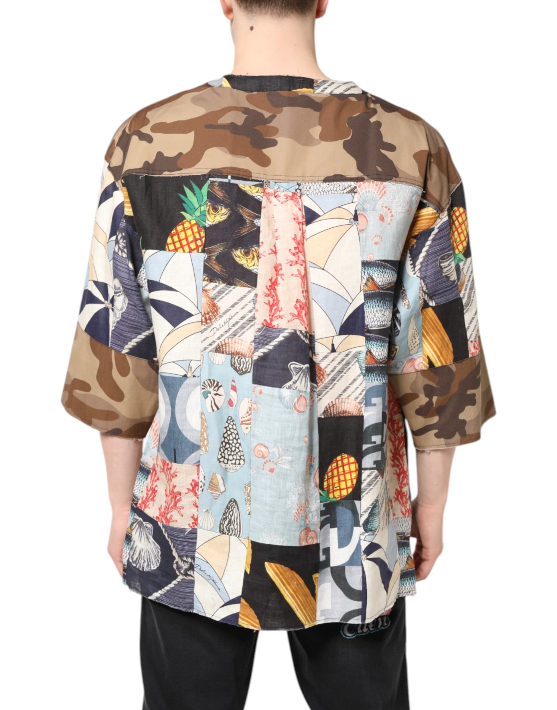 Chemise Dolce & Gabbana multicolore à manches courtes et patchwork